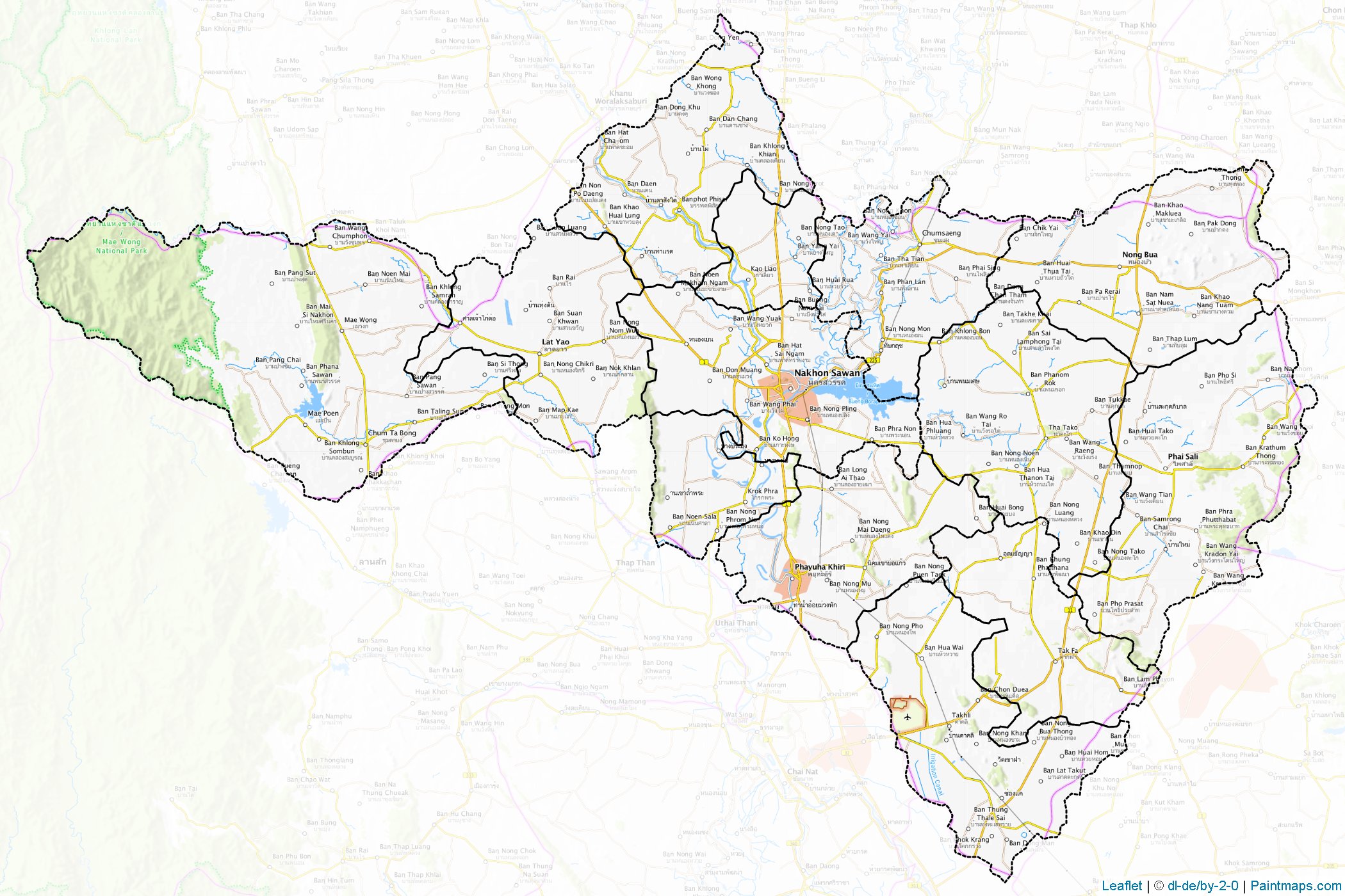 Muestras de recorte de mapas Nakhon Sawan (Tailandia)-1