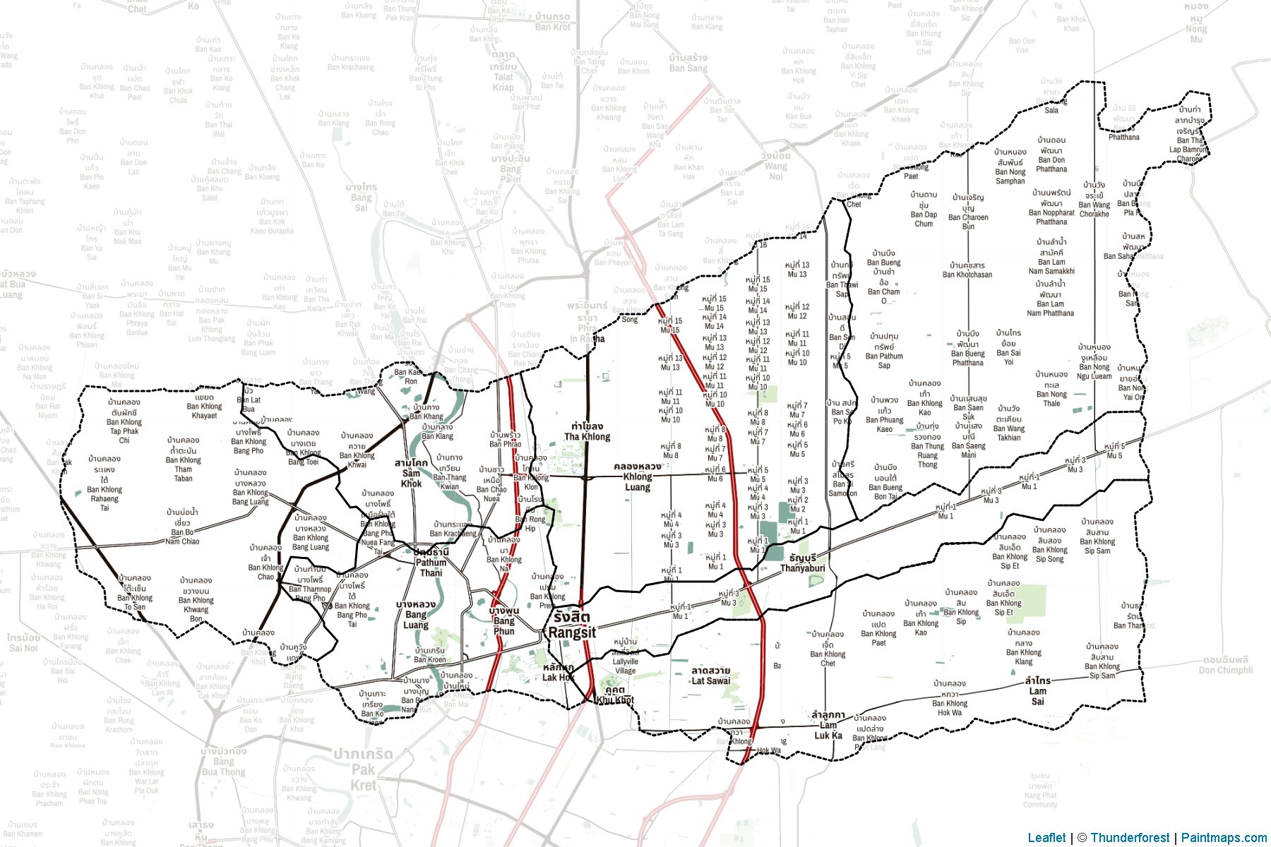 Muestras de recorte de mapas Pathum Thani (Tailandia)-2