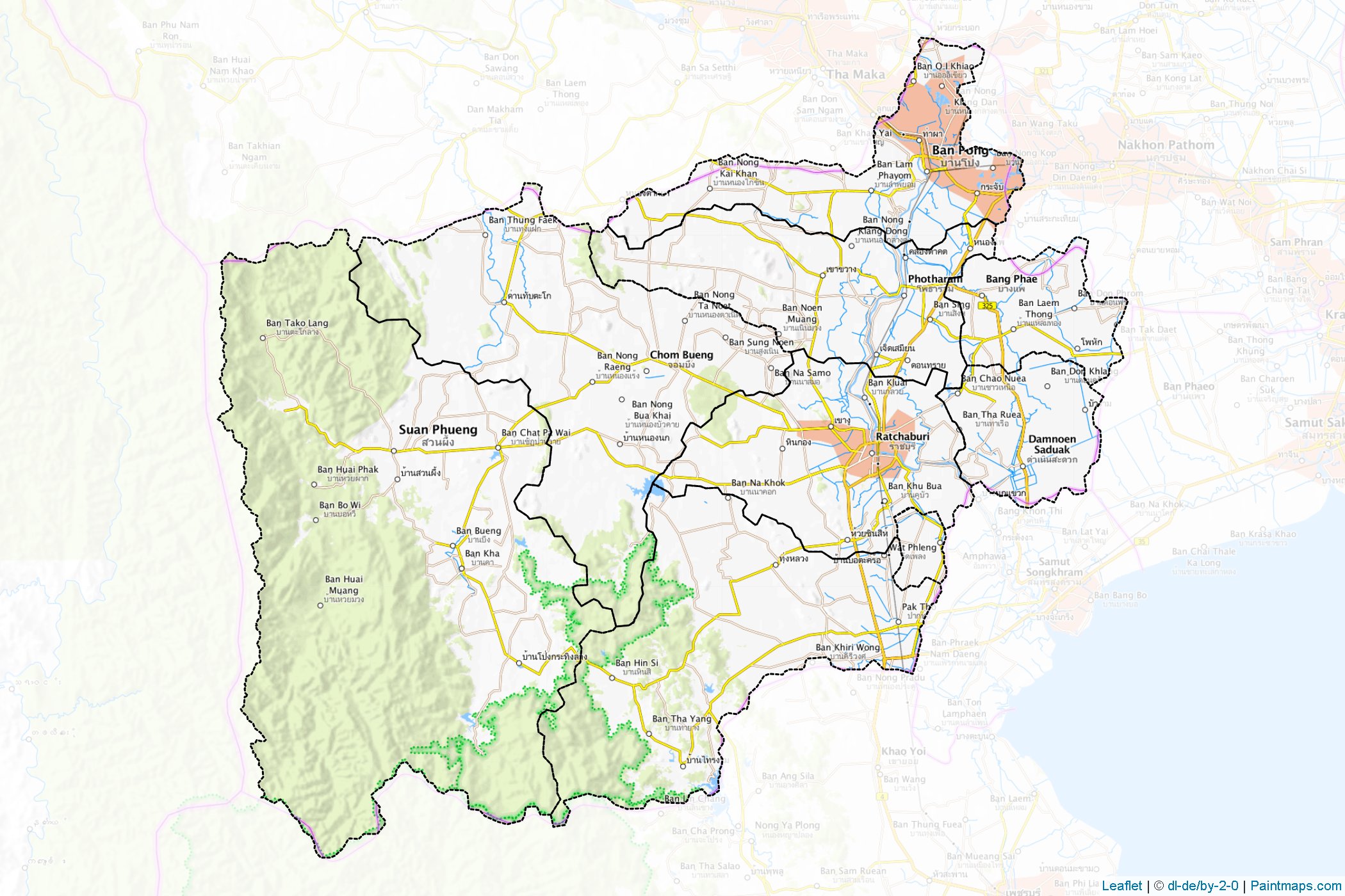 Muestras de recorte de mapas Ratchaburi (Tailandia)-1