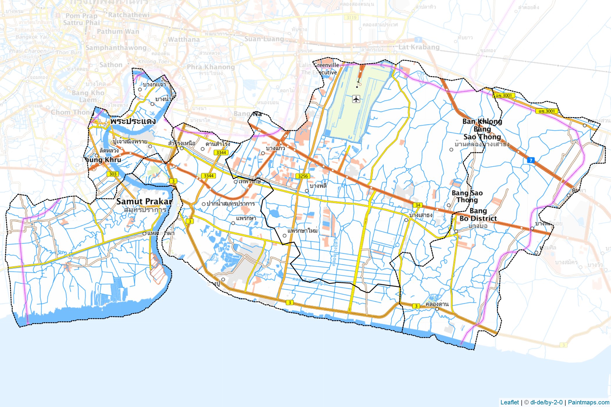 Muestras de recorte de mapas Samut Prakan (Tailandia)-1