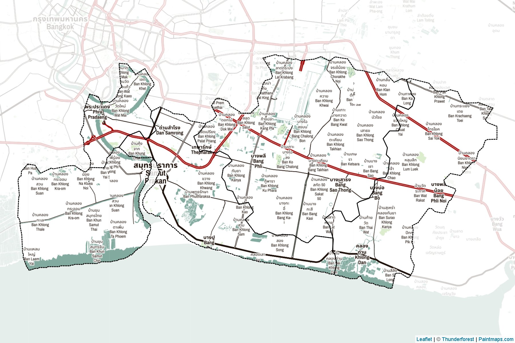 Muestras de recorte de mapas Samut Prakan (Tailandia)-2