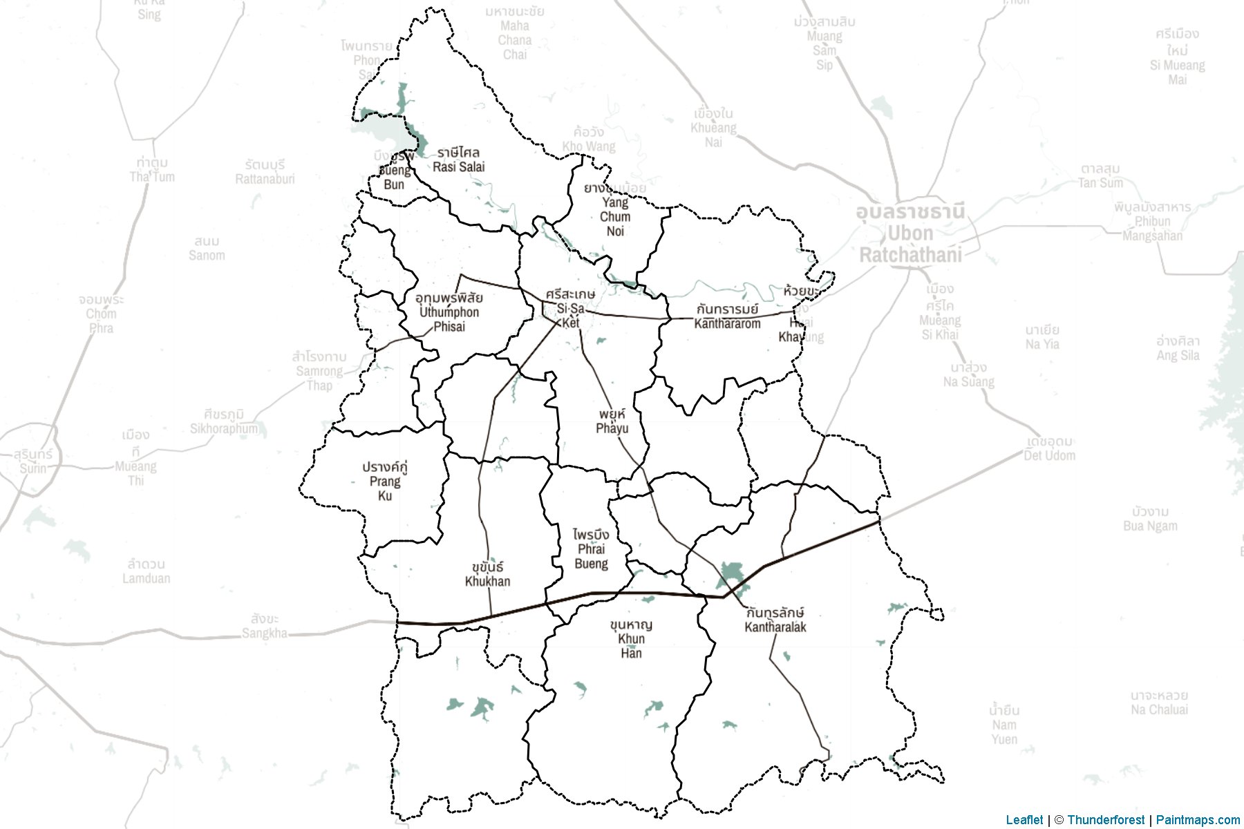 Muestras de recorte de mapas Sisaket (Tailandia)-2