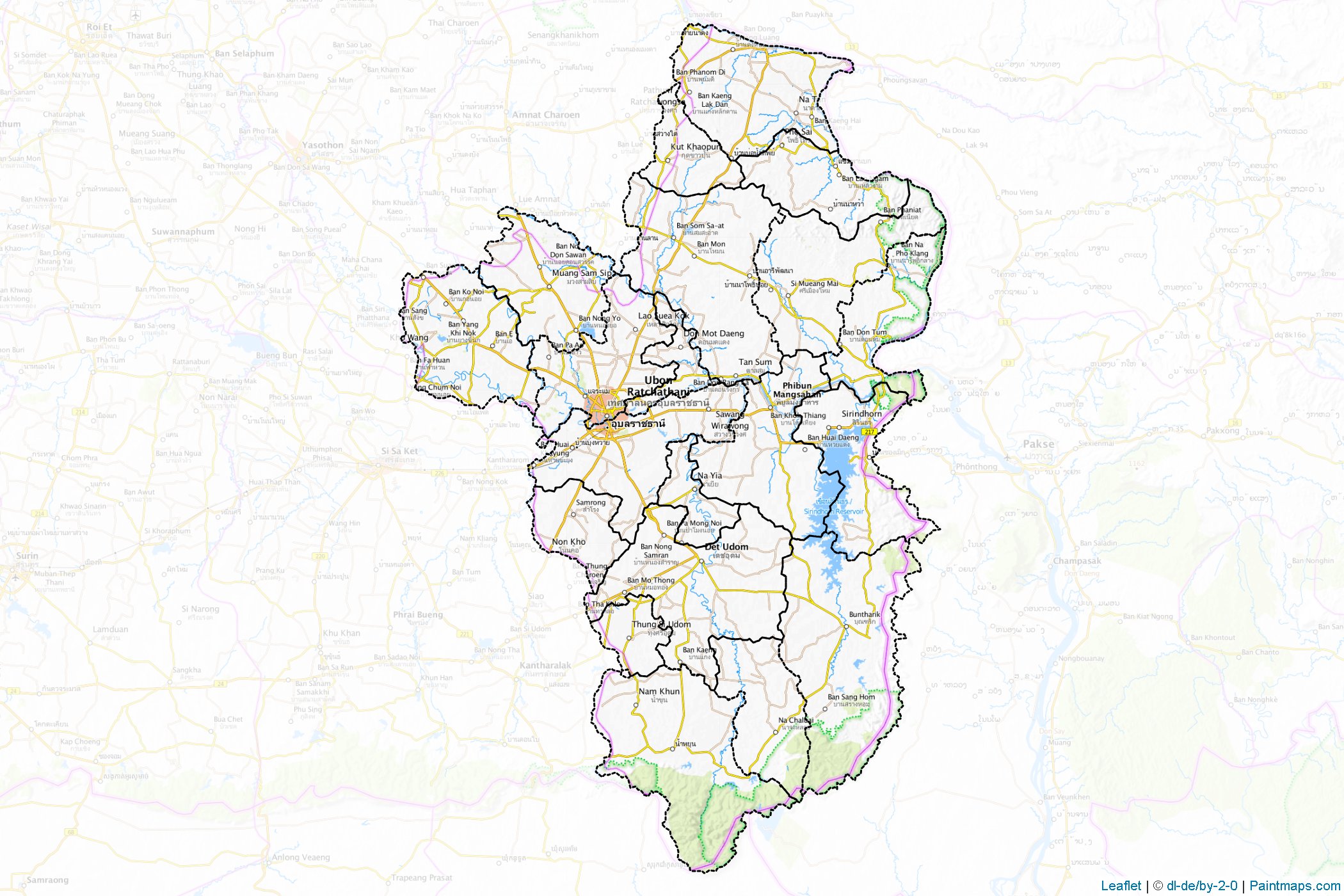 Ubon Ratchathani (Thailand) Map Cropping Samples-1