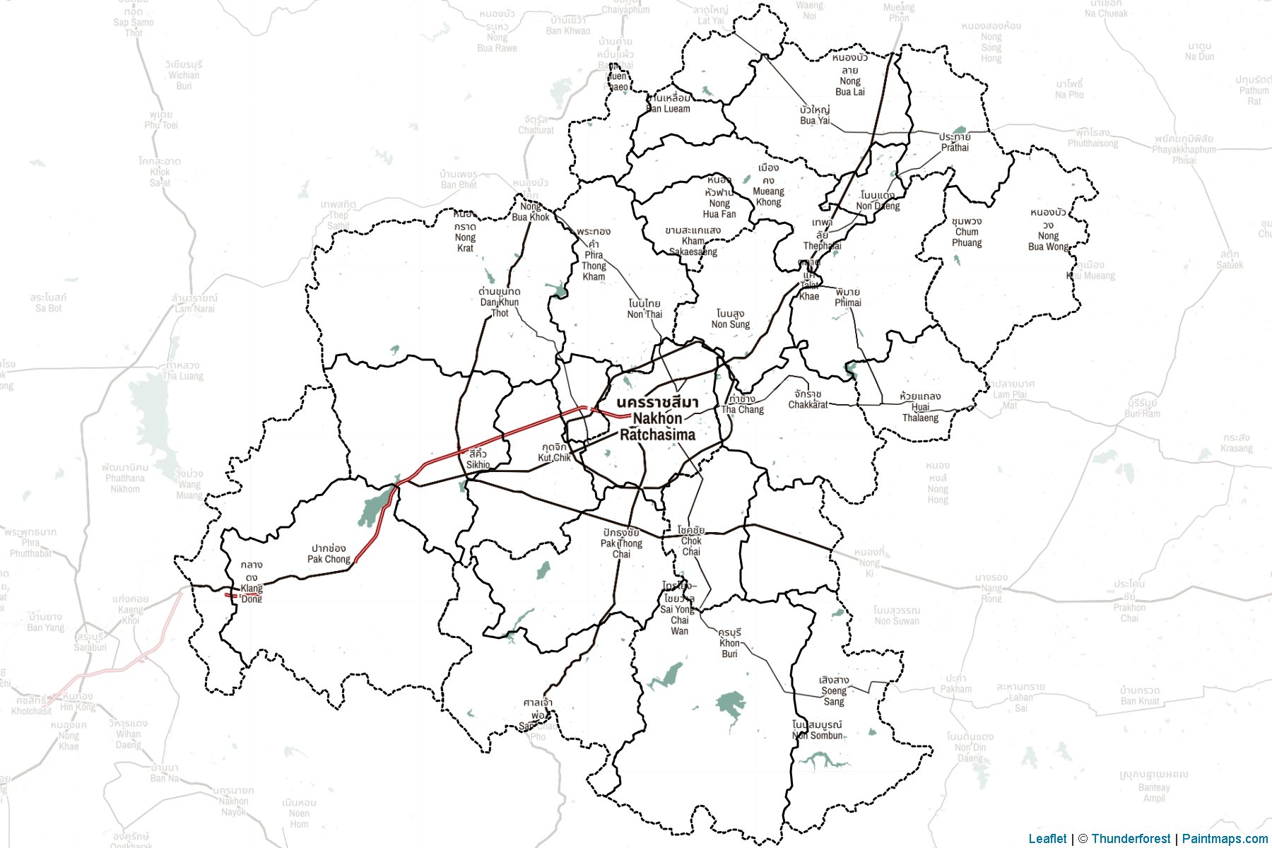 Muestras de recorte de mapas Nakhon Ratchasima (Tailandia)-2