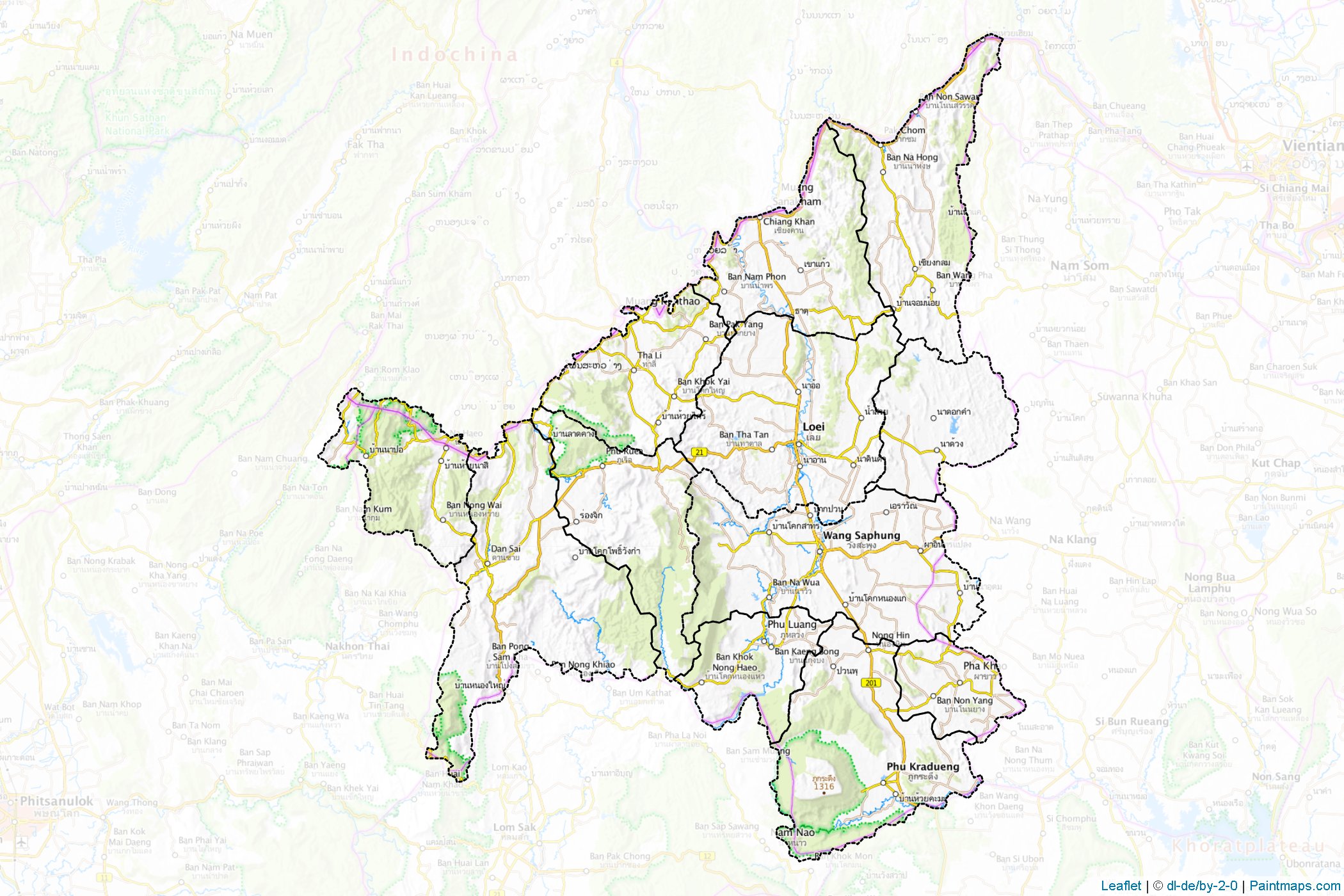 Muestras de recorte de mapas Loei (Tailandia)-1