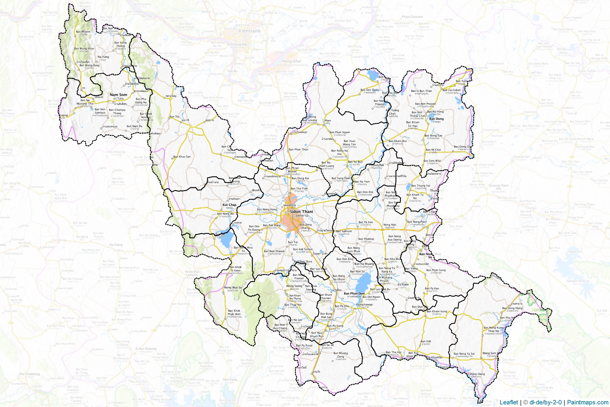 Muestras de recorte de mapas Udon Thani (Tailandia)-1