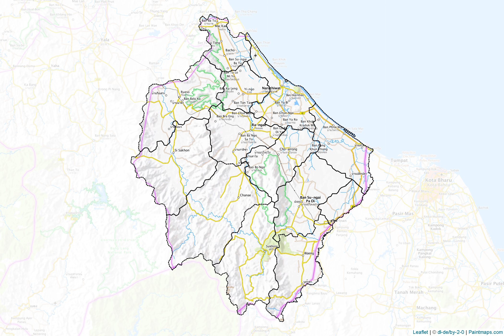 Muestras de recorte de mapas Narathiwat (Tailandia)-1