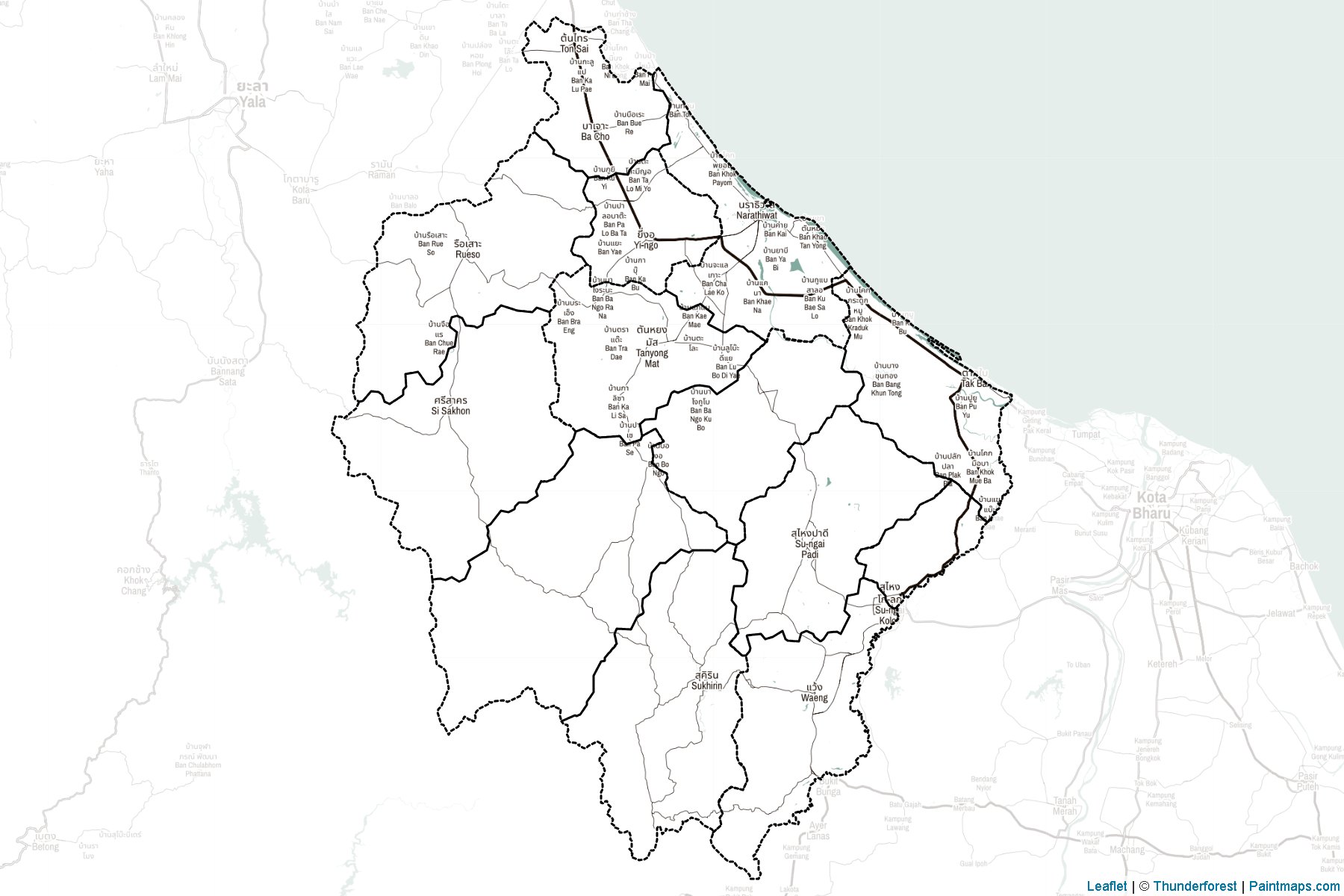 Muestras de recorte de mapas Narathiwat (Tailandia)-2