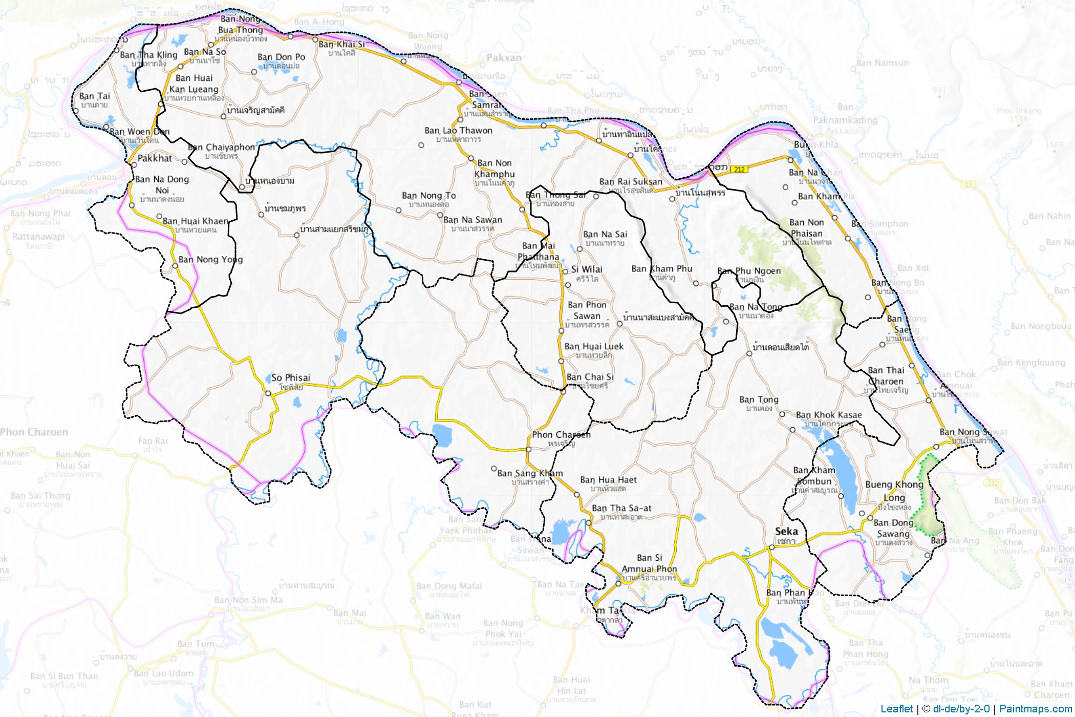 Muestras de recorte de mapas Bueng Kan (Tailandia)-1