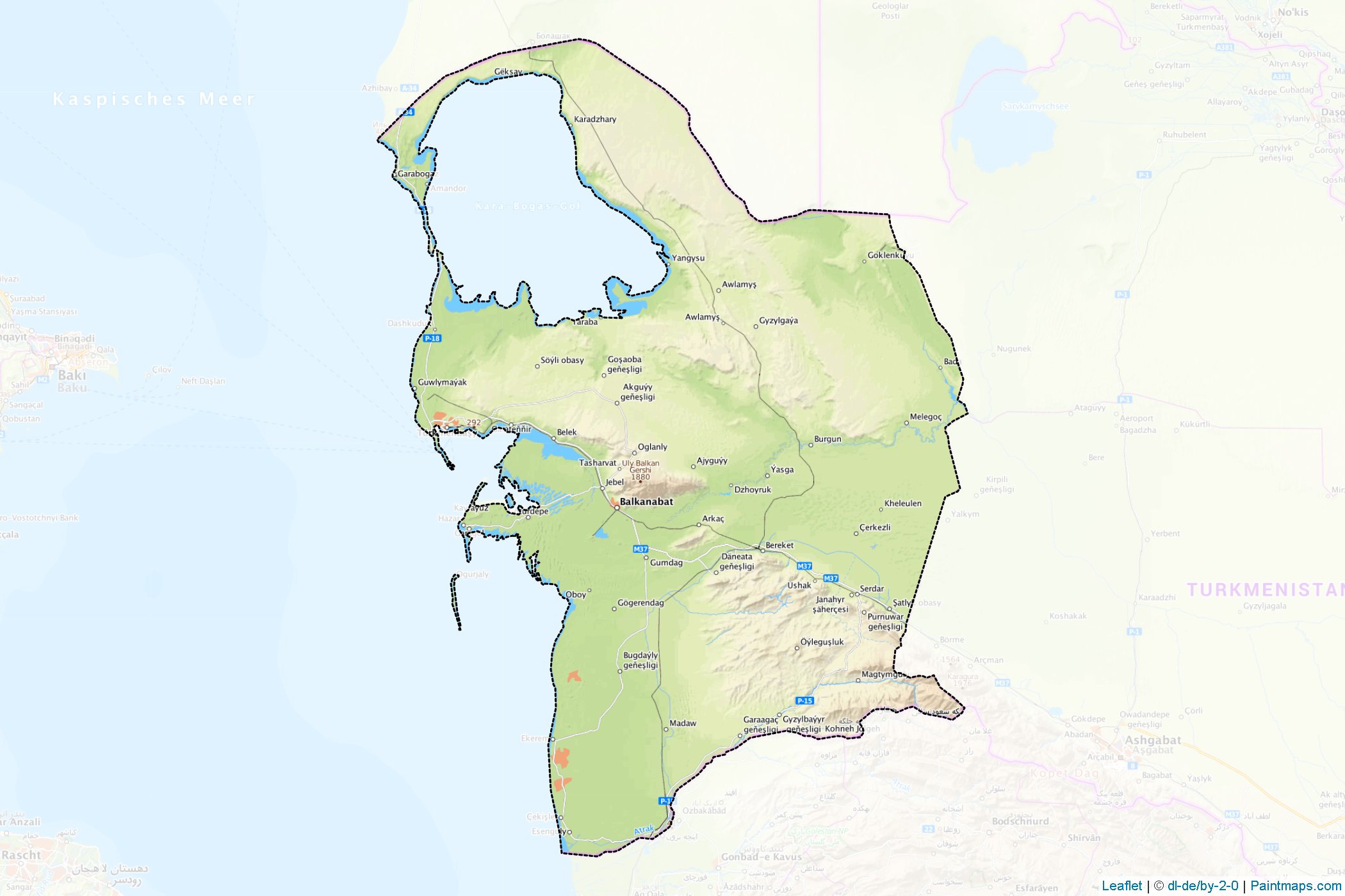 Muestras de recorte de mapas Balkan (Turkmenistán)-1