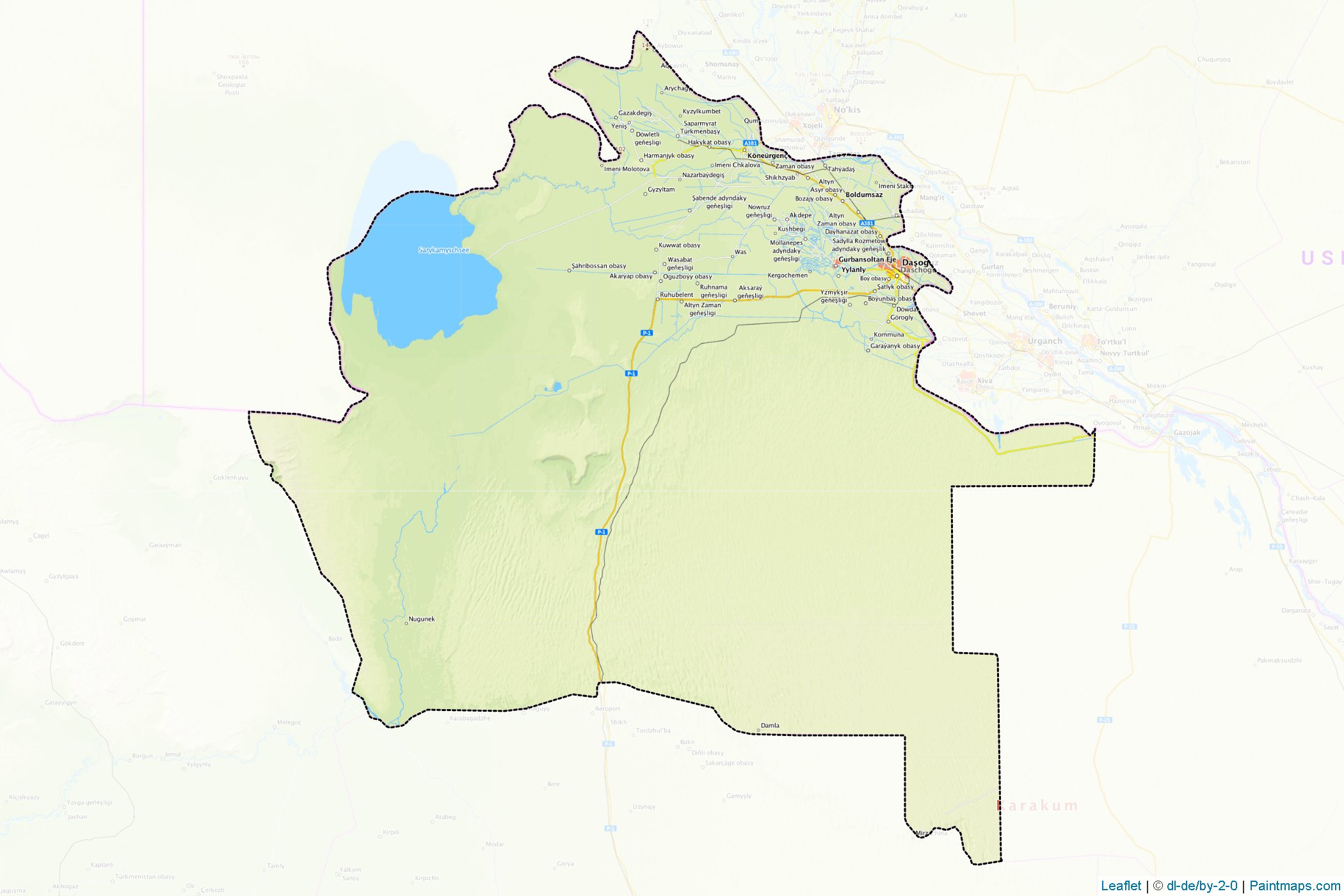 Muestras de recorte de mapas Tashauz (Turkmenistán)-1