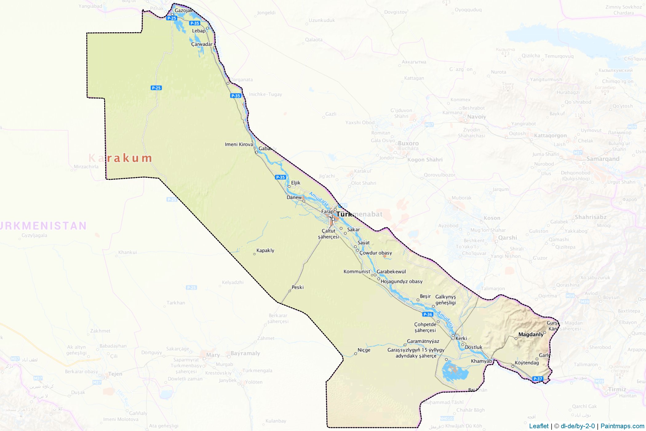 Muestras de recorte de mapas Chardzhou (Turkmenistán)-1