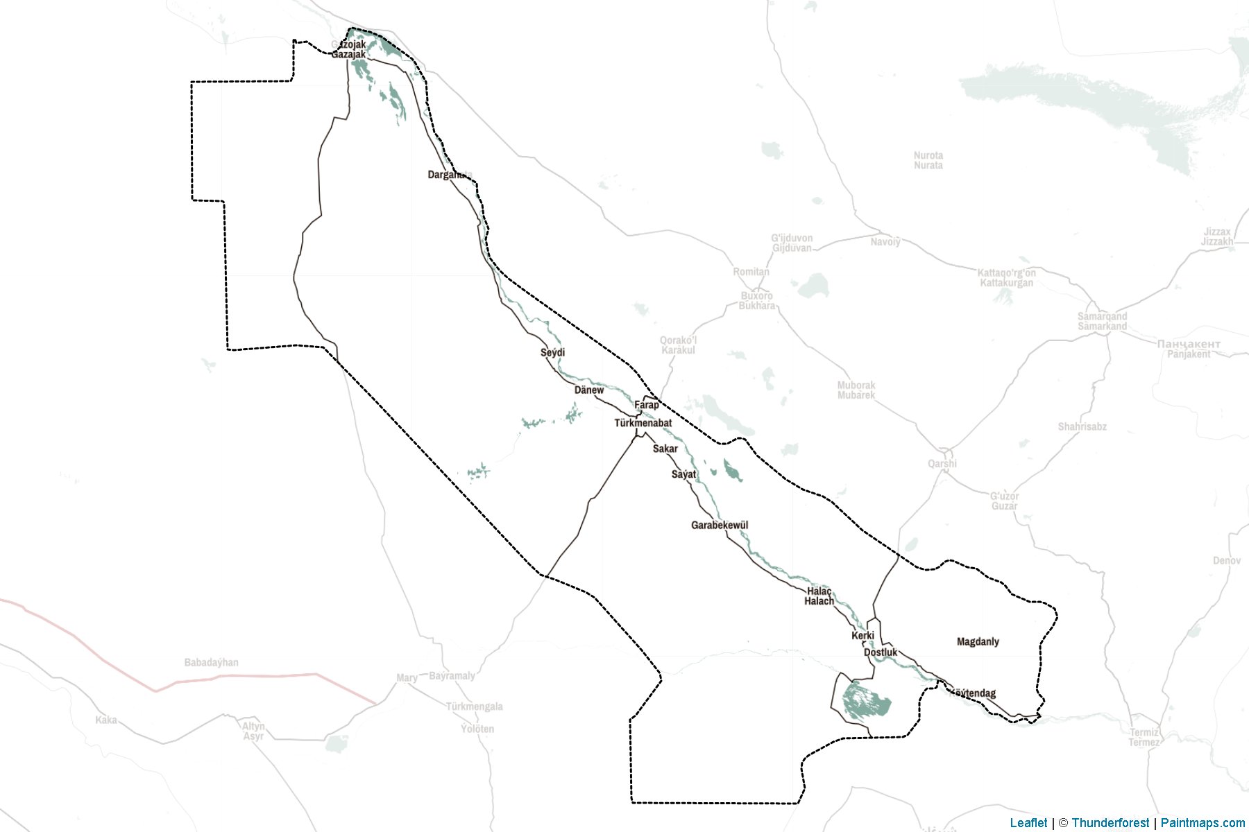 Muestras de recorte de mapas Chardzhou (Turkmenistán)-2