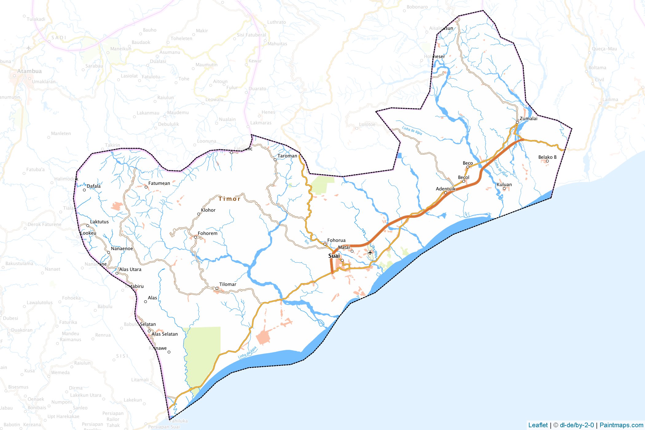 Muestras de recorte de mapas Cova Lima (Timor Oriental)-1