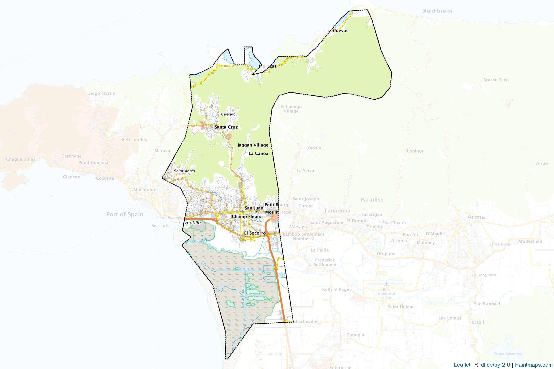 Muestras de recorte de mapas San Juan-Laventille (Trinidad y Tobago)-1