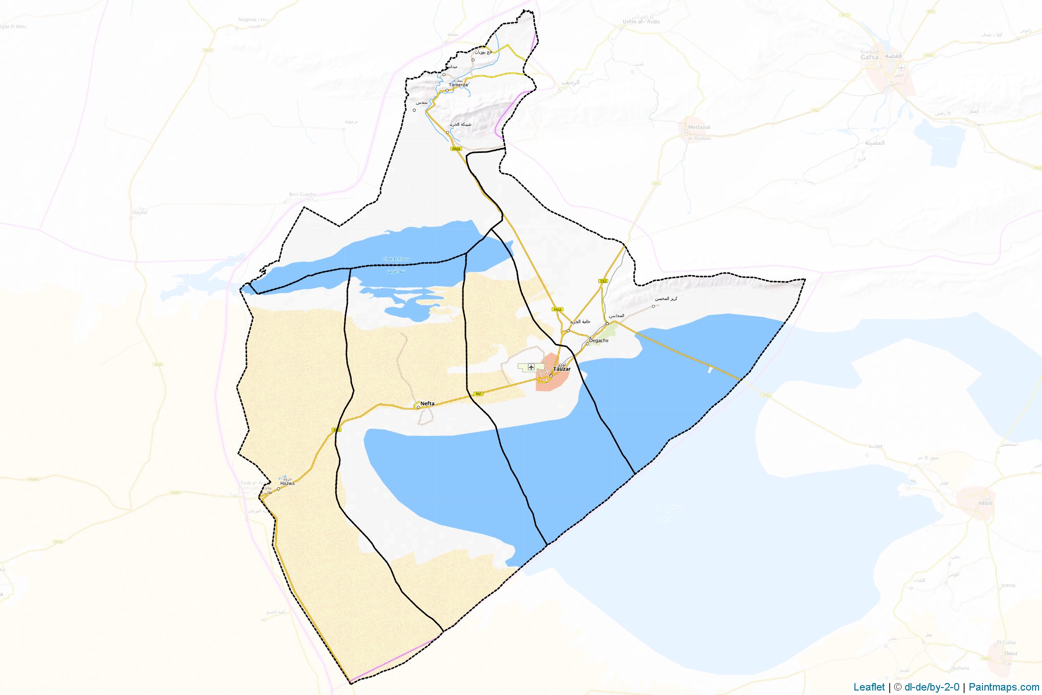 Muestras de recorte de mapas Tozeur (Túnez)-1