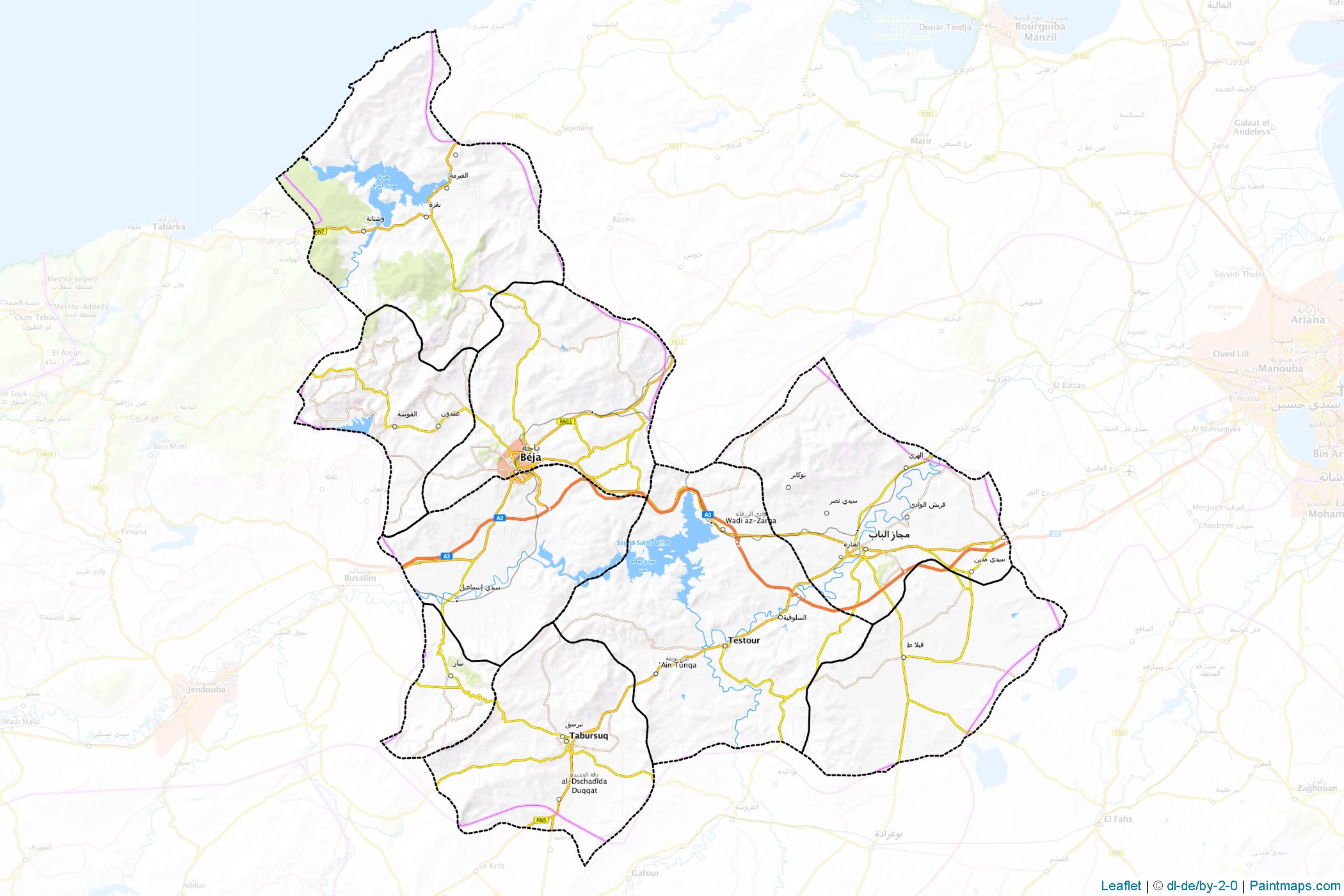 Muestras de recorte de mapas Béja (Túnez)-1