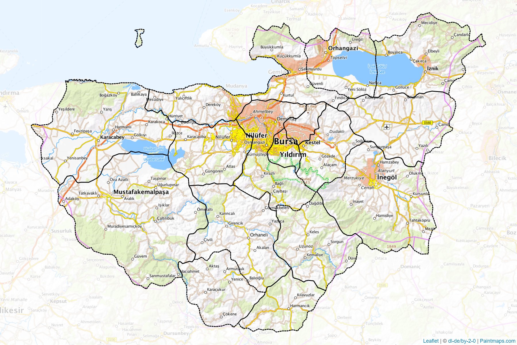 Muestras de recorte de mapas Bursa (Turquía)-1