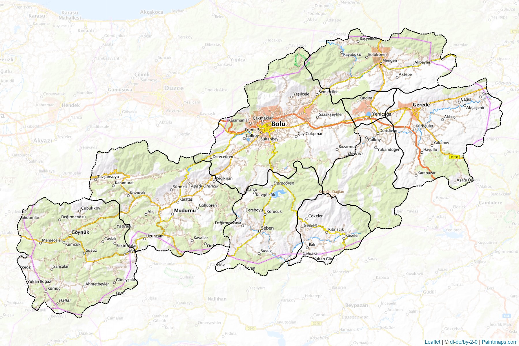 Muestras de recorte de mapas Bolu (Turquía)-1