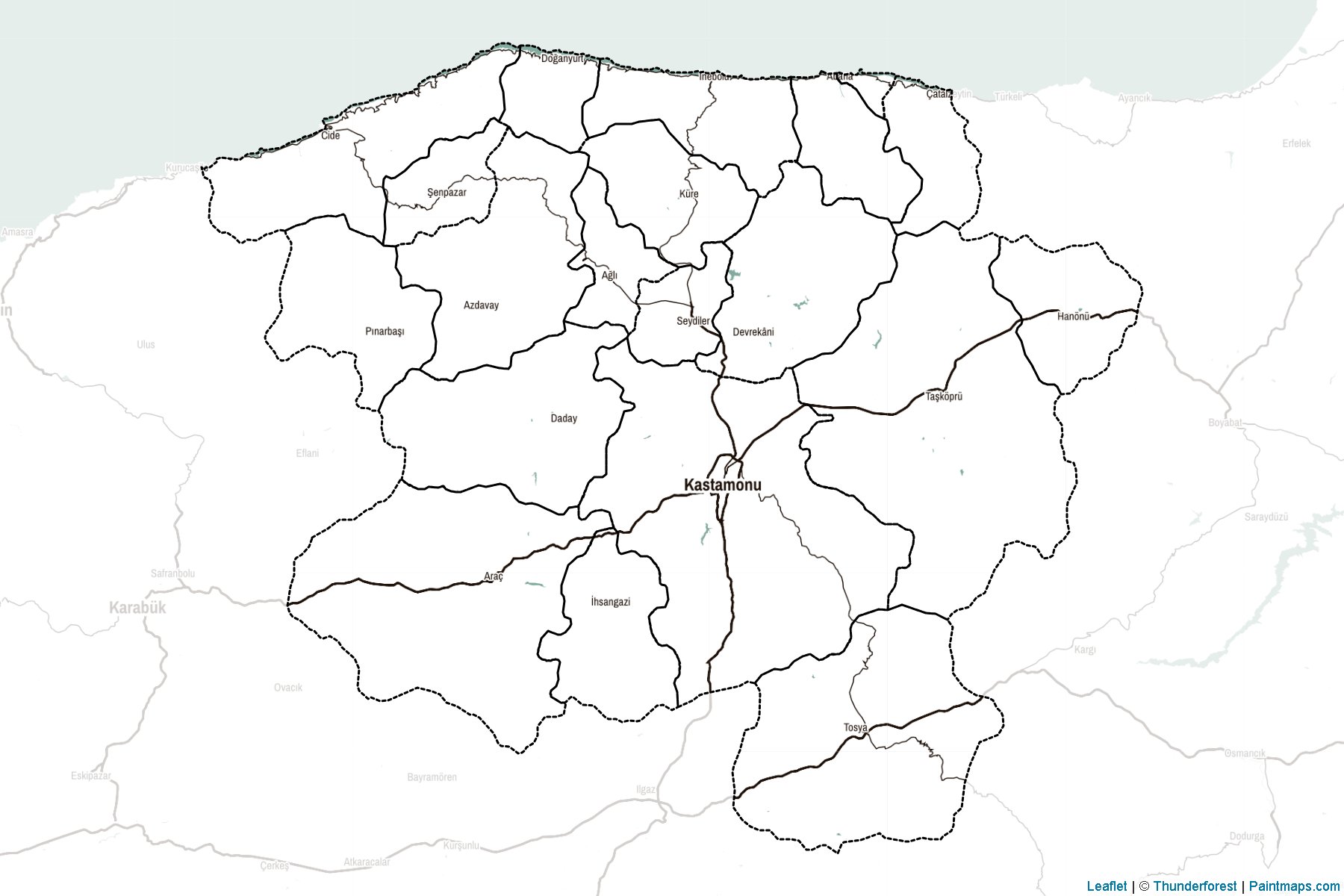 Muestras de recorte de mapas Kastamonu (Turquía)-2