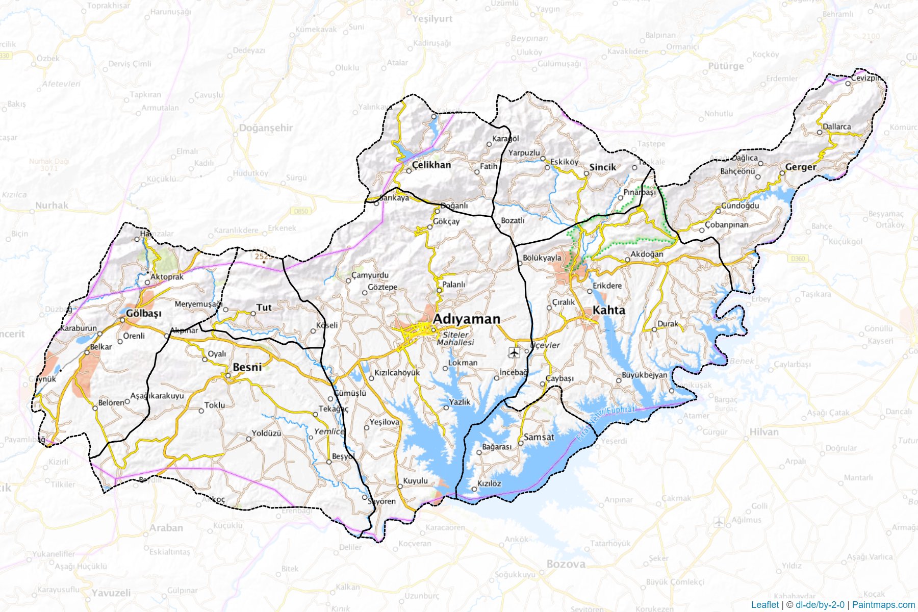 Muestras de recorte de mapas Adiyaman (Turquía)-1