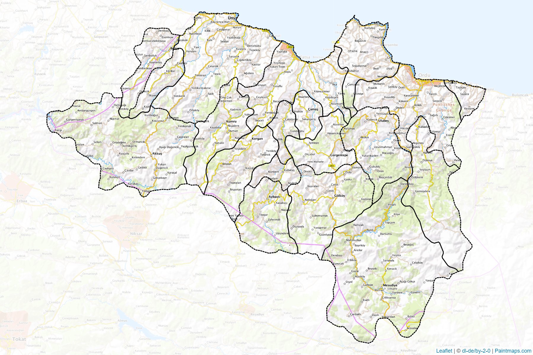 Ordu (Turkey) Map Cropping Samples-1