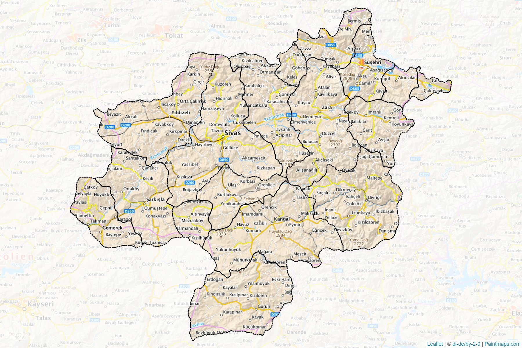 Muestras de recorte de mapas Sivas (Turquía)-1