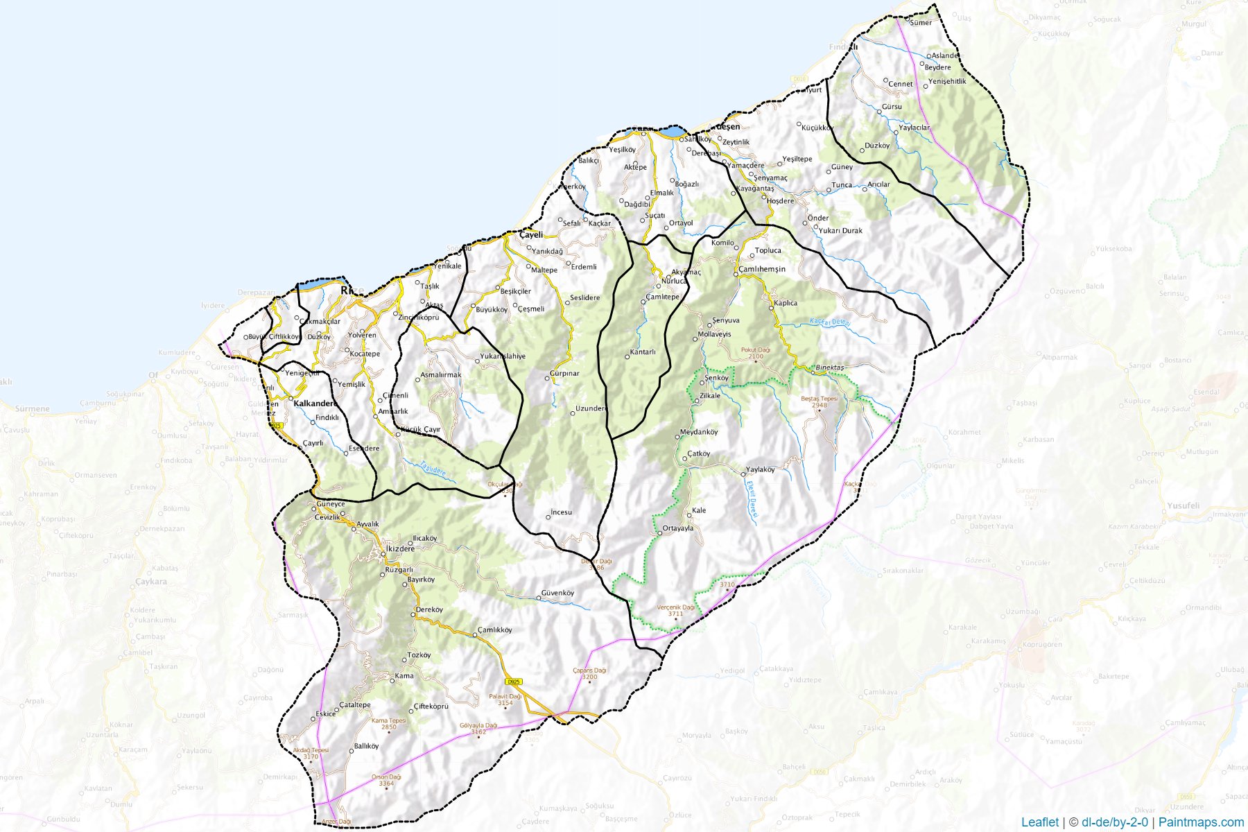 Rize (Türkiye) Haritası Örnekleri-1