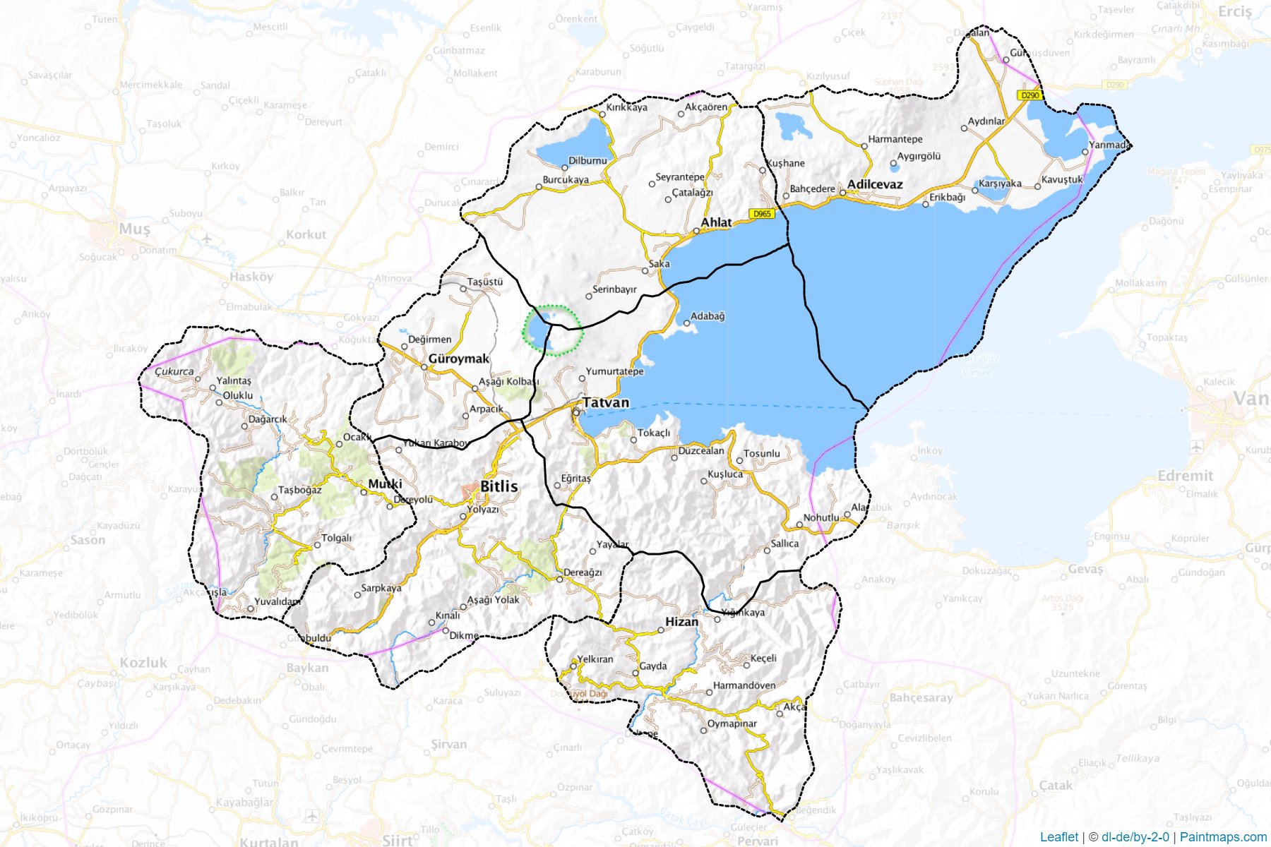 Muestras de recorte de mapas Bitlis (Turquía)-1