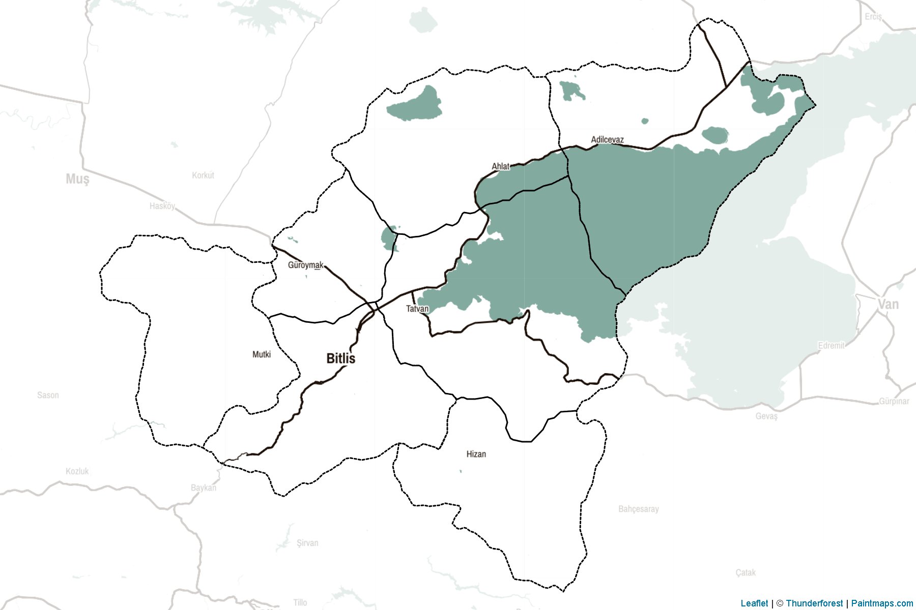 Muestras de recorte de mapas Bitlis (Turquía)-2