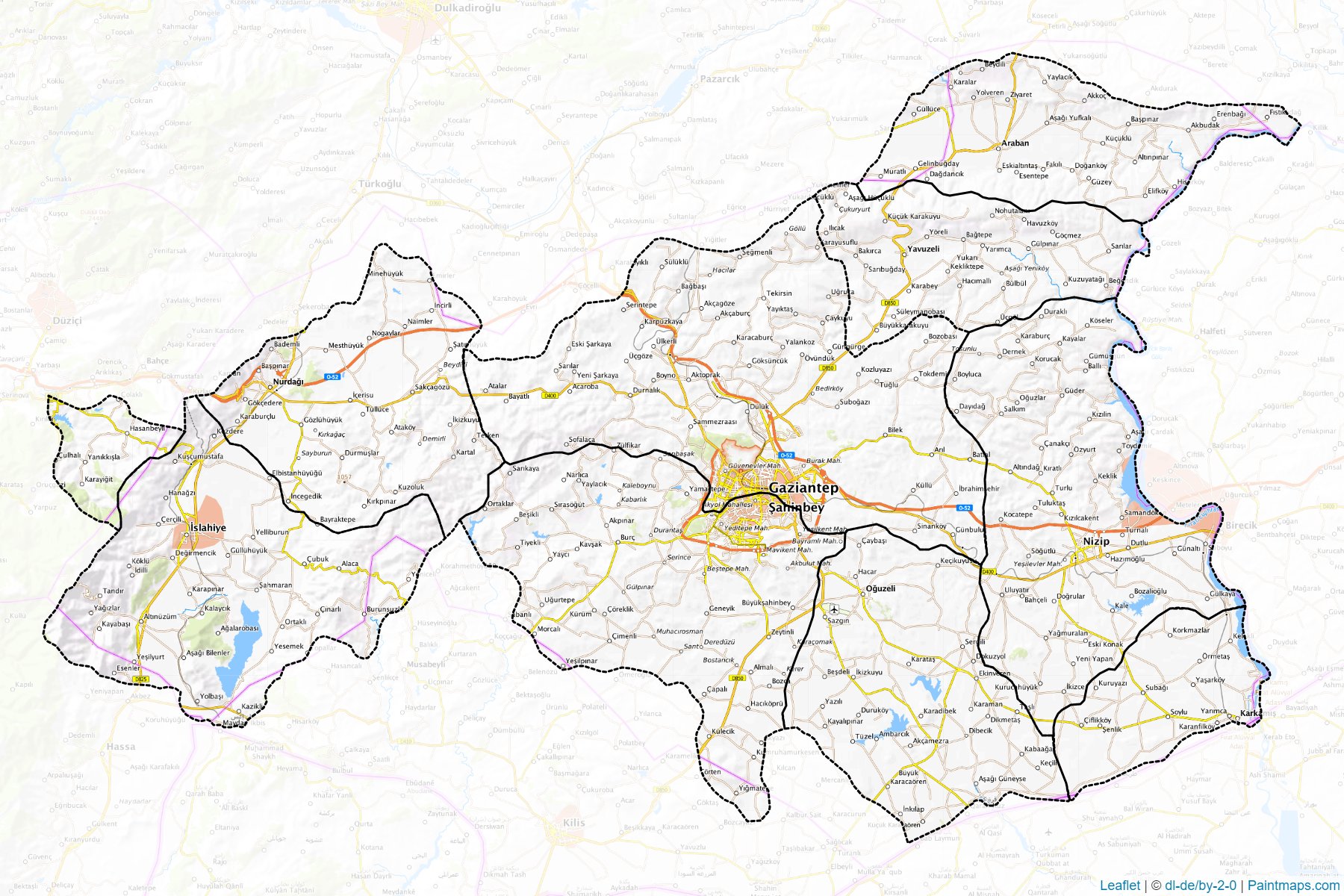 Muestras de recorte de mapas Gaziantep (Turquía)-1