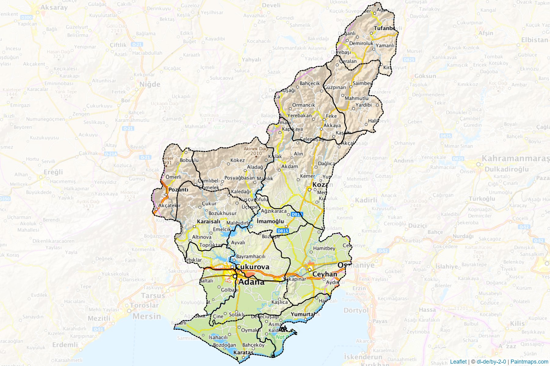 Muestras de recorte de mapas Adana (Turquía)-1