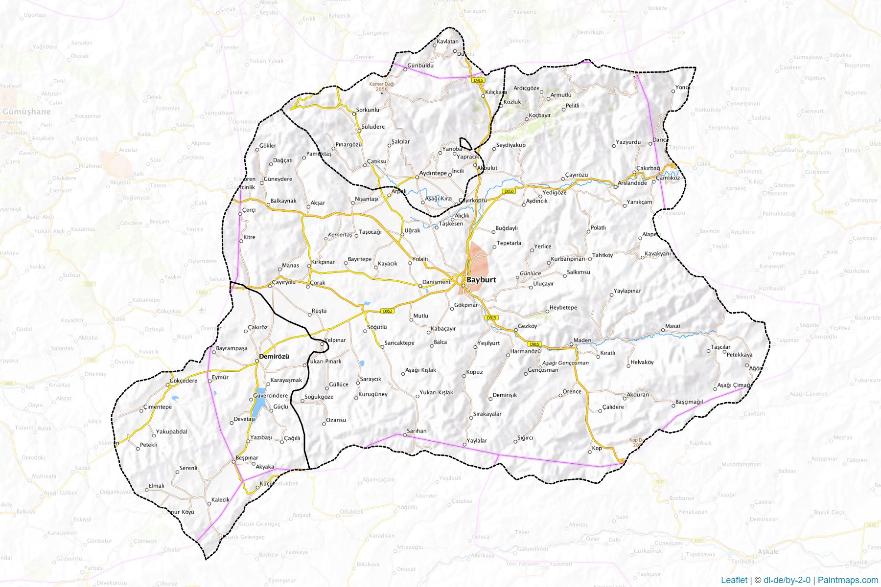 Muestras de recorte de mapas Bayburt (Turquía)-1