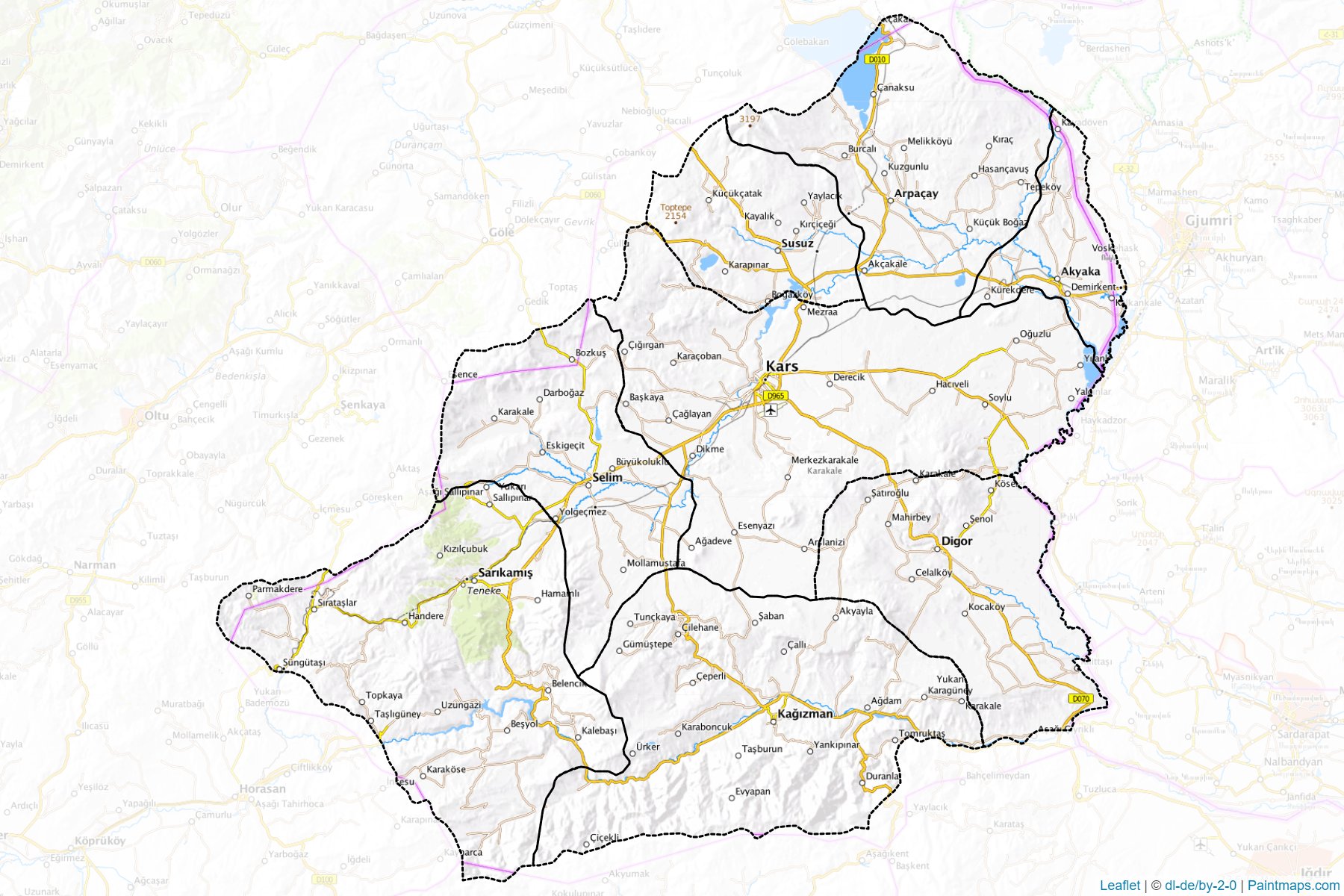 Muestras de recorte de mapas Kars (Turquía)-1