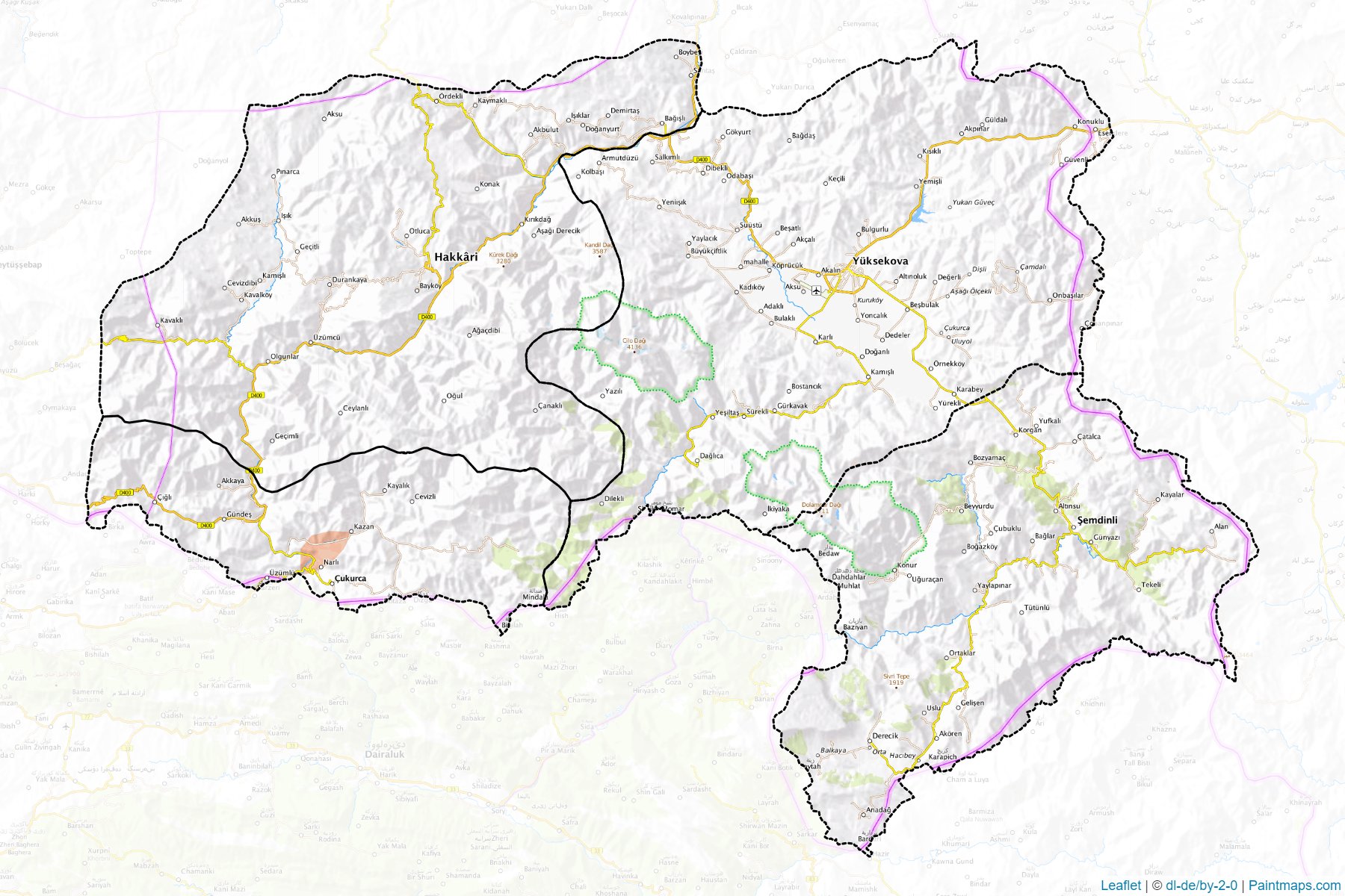 Muestras de recorte de mapas Hakkari (Turquía)-1