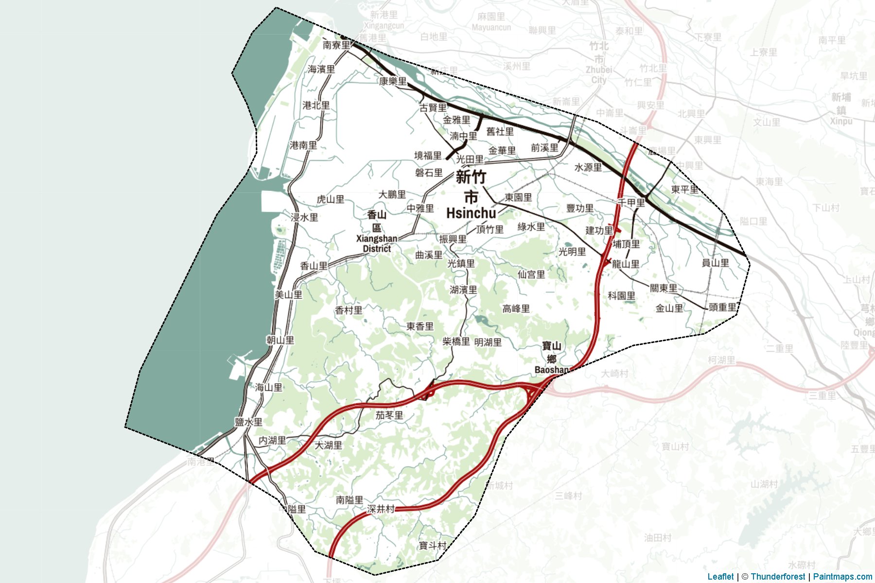 Muestras de recorte de mapas Hsinchu City (Taiwan)-2