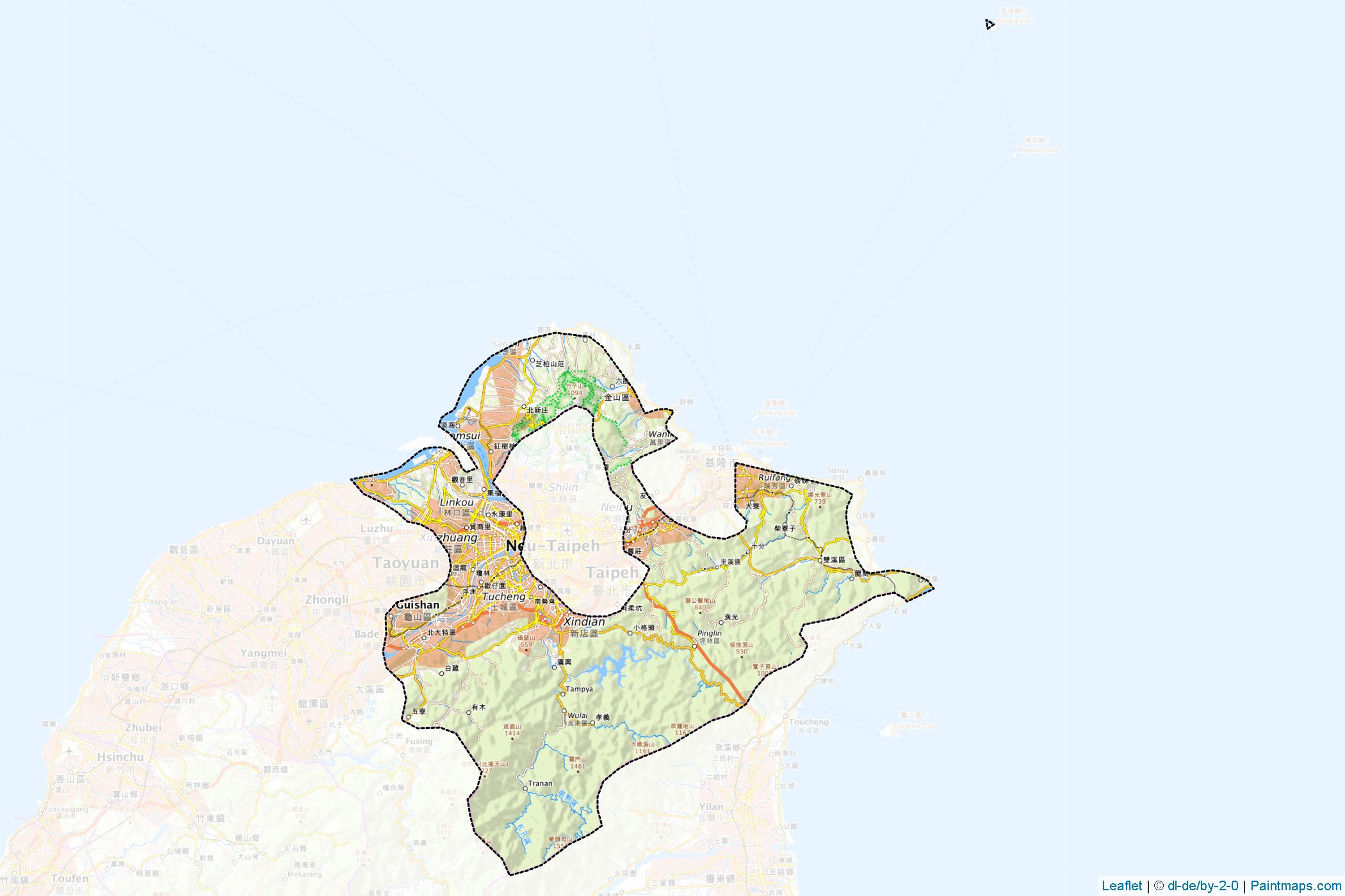 Muestras de recorte de mapas New Taipei City (New Taipei)-1