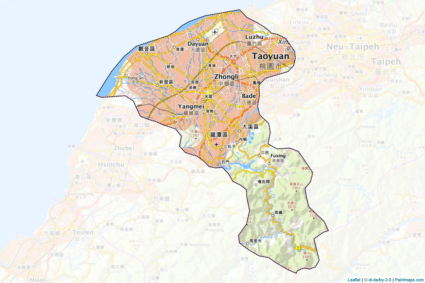 Muestras de recorte de mapas Taoyuan (Taoyuan)-1