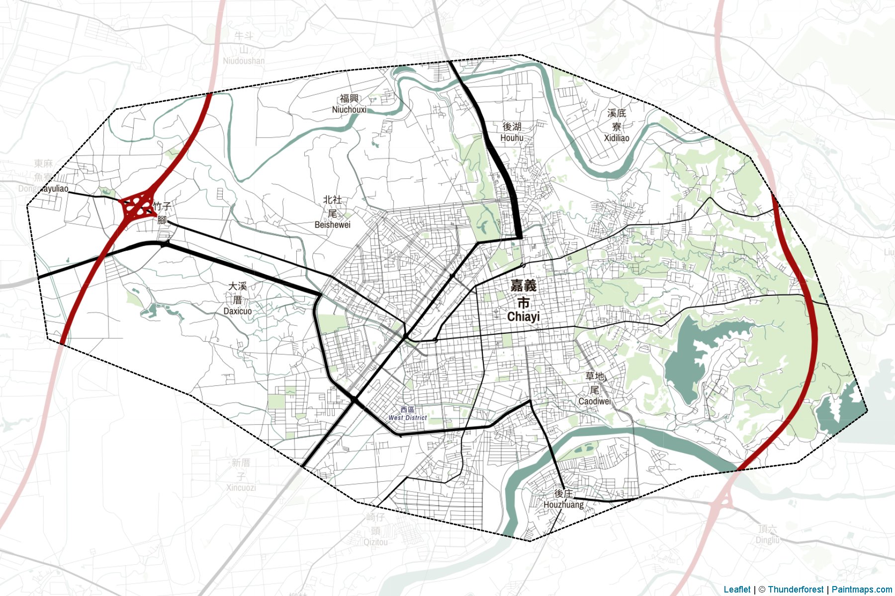 Muestras de recorte de mapas Chiayi City (Taiwan)-2