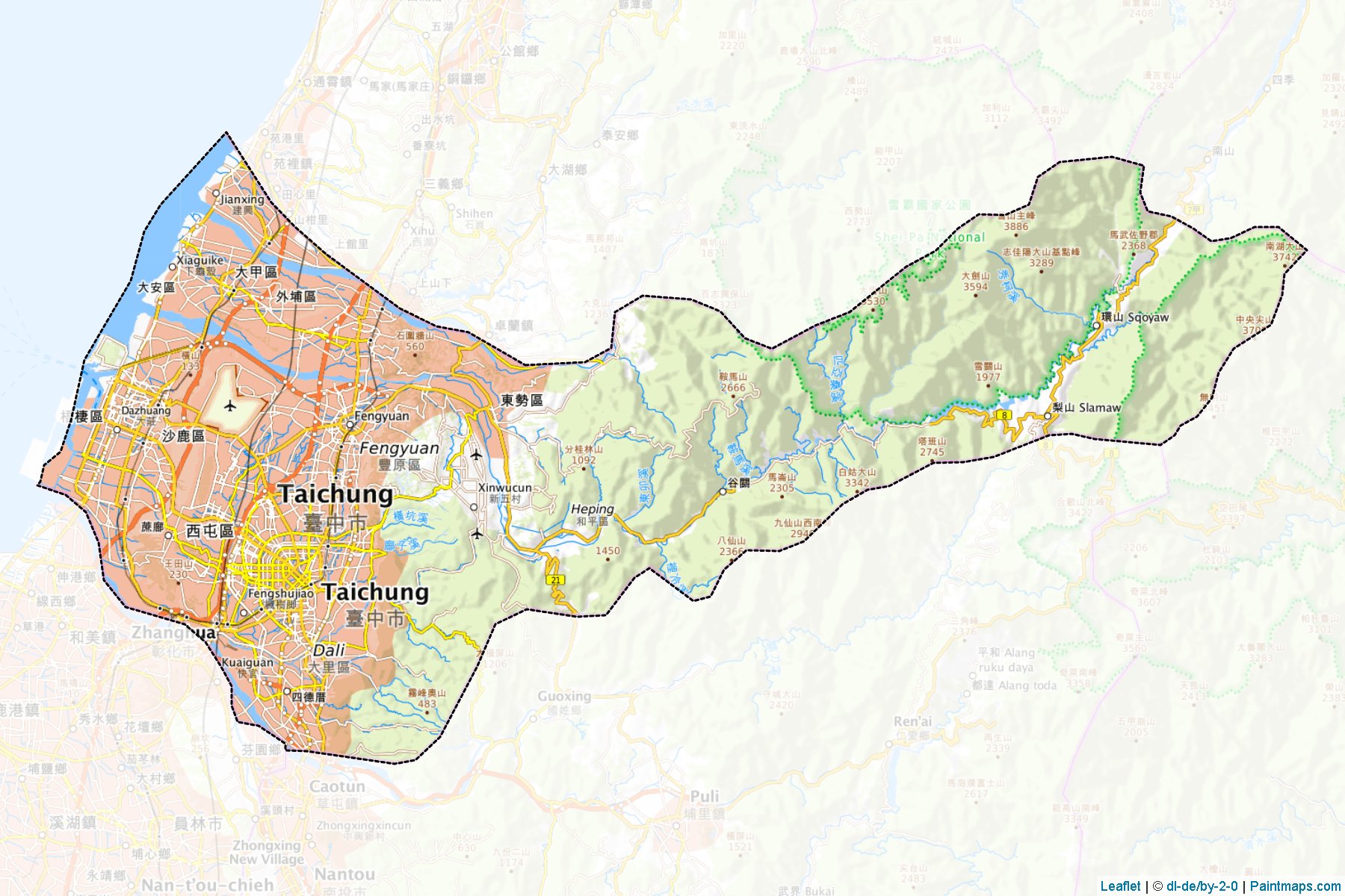 Taichung City (Taichung) Map Cropping Samples-1