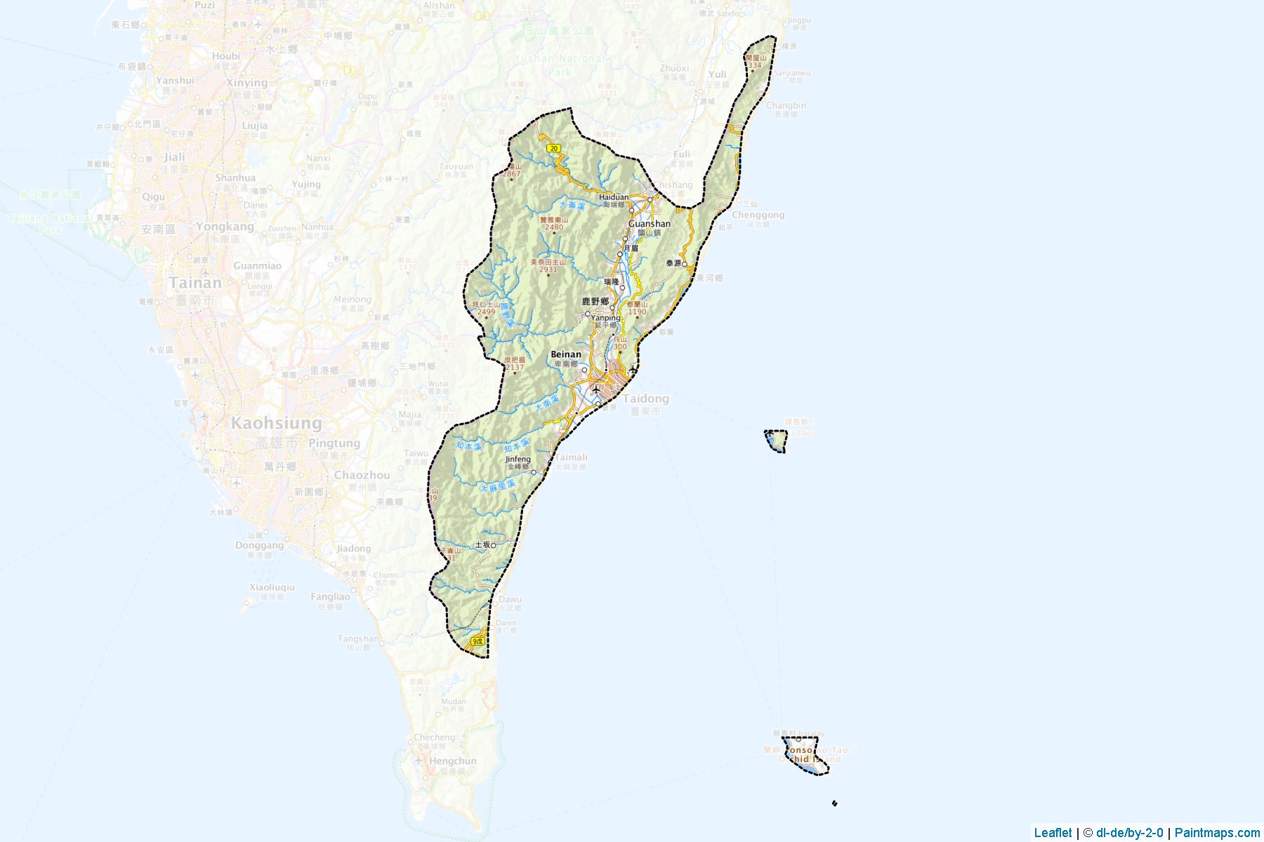 Taitung (Taiwan) Map Cropping Samples-1