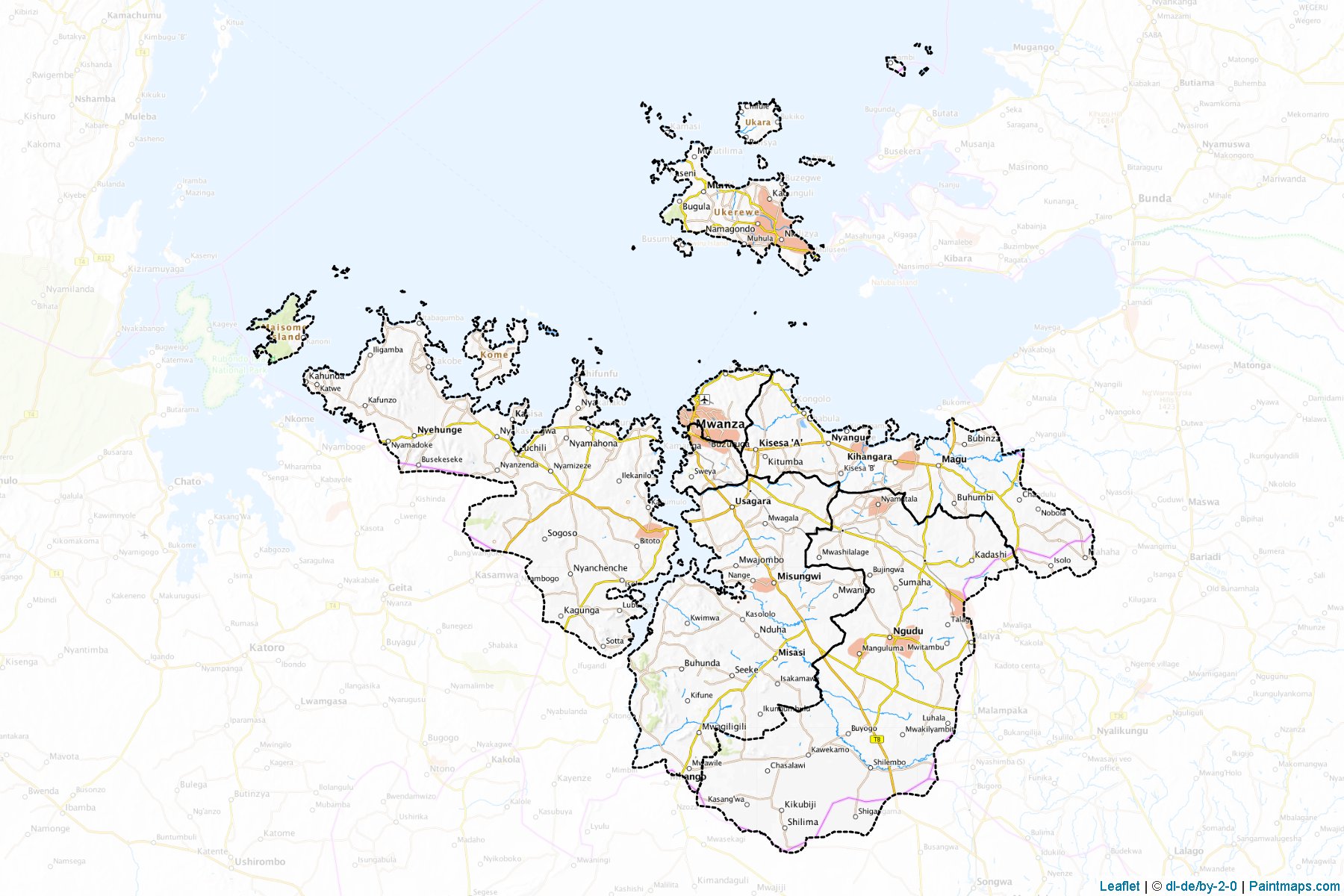 Mwanza Bölgesi (Tanzanya) Haritası Örnekleri-1