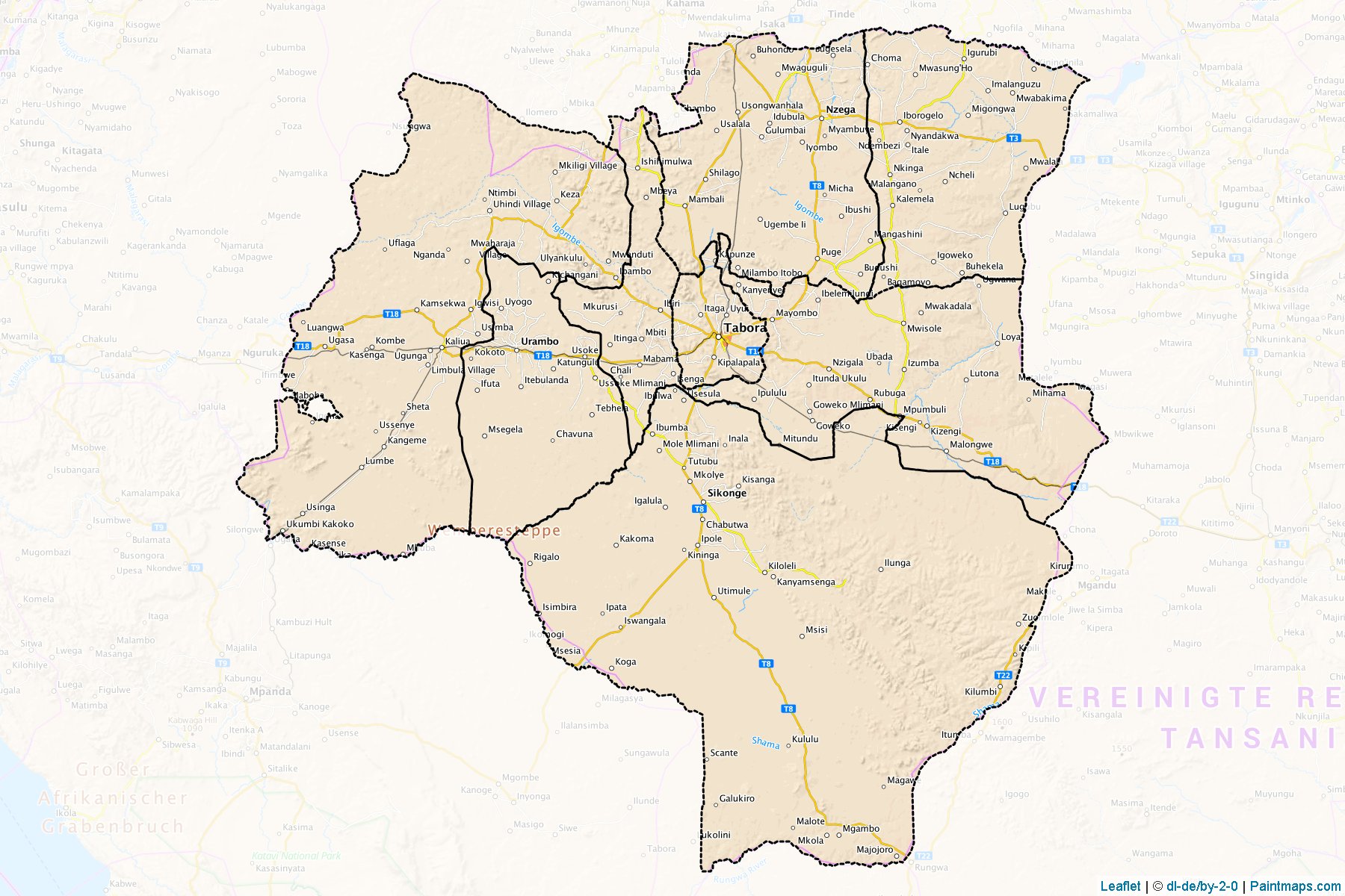 Tabora Region (Tanzanya) Haritası Örnekleri-1