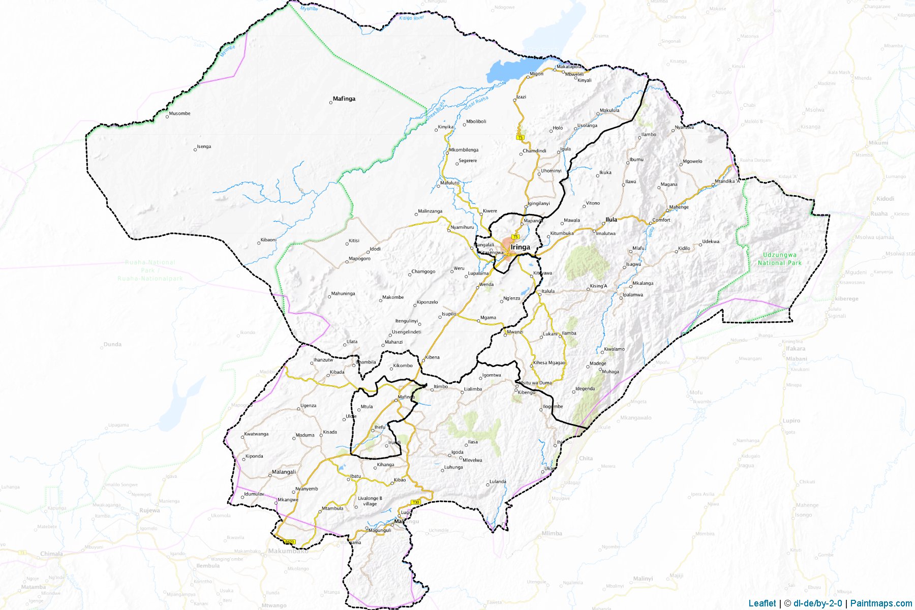 Iringa (Tanzanya) Haritası Örnekleri-1