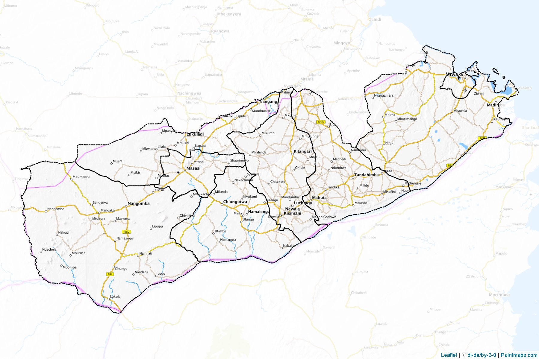 Muestras de recorte de mapas Mtwara (Tanzania)-1