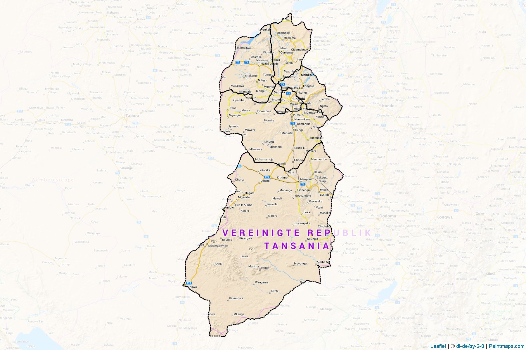 Singida (Tanzania) Map Cropping Samples-1