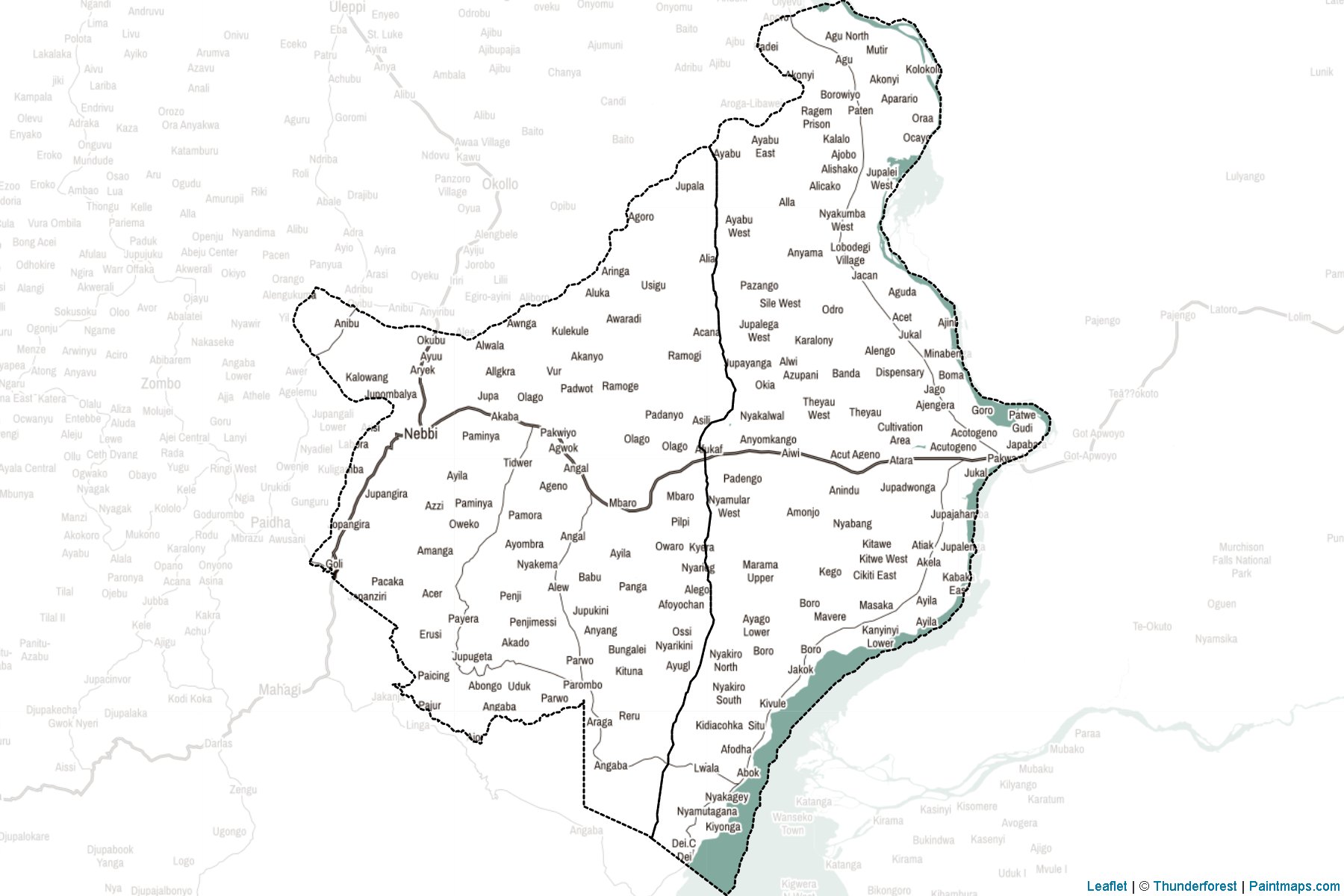 Muestras de recorte de mapas Nebbi (Uganda)-2