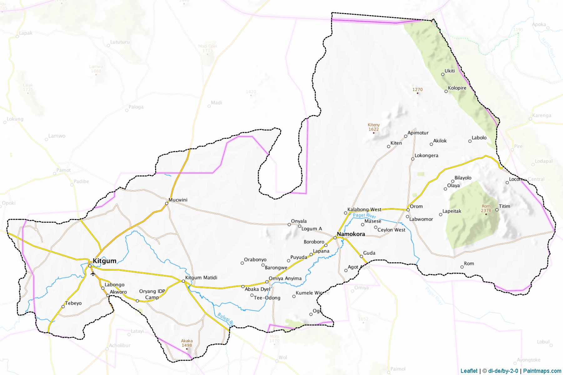 Muestras de recorte de mapas Kitgum (Uganda)-1