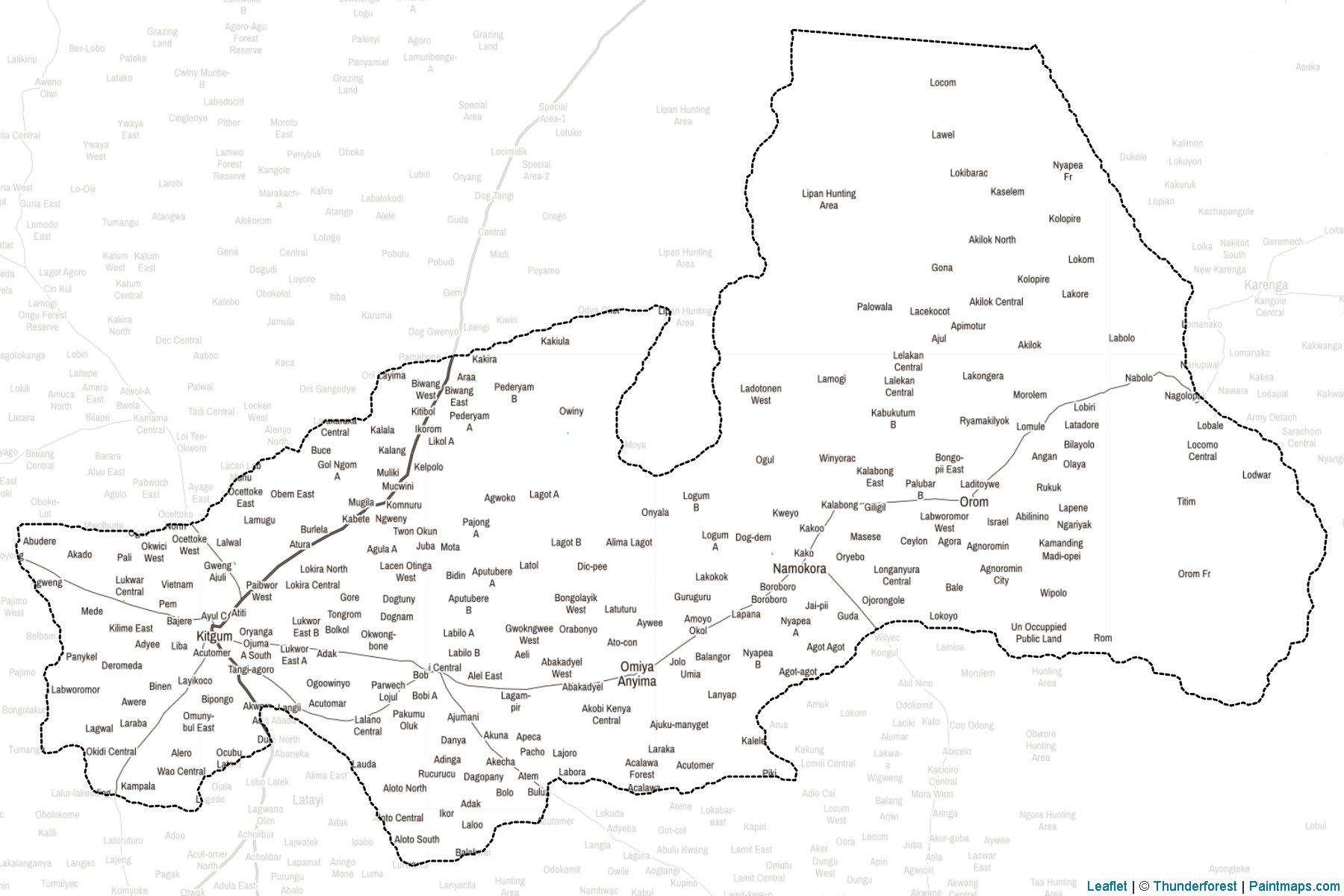 Muestras de recorte de mapas Kitgum (Uganda)-2