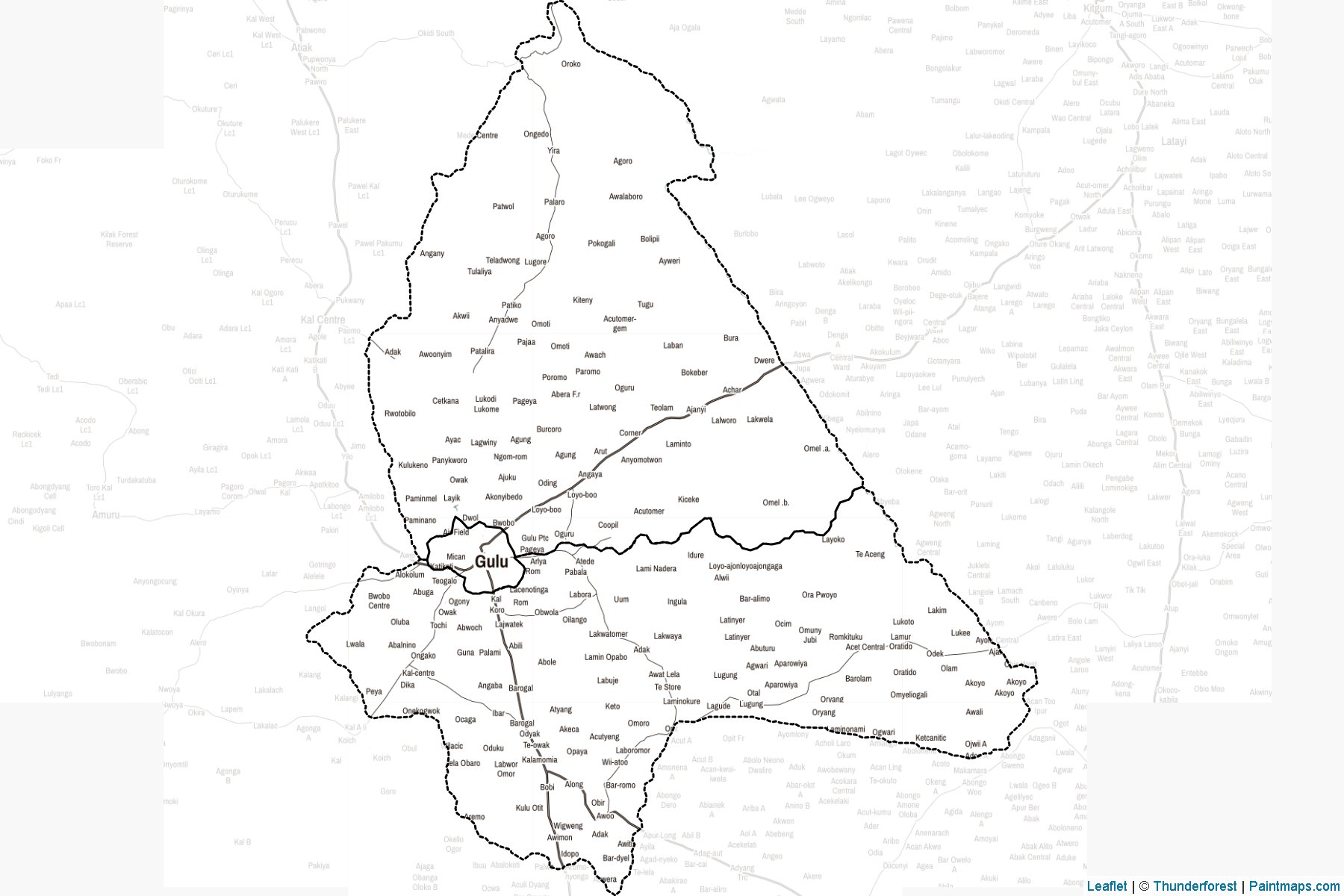 Muestras de recorte de mapas Gulu (Uganda)-2